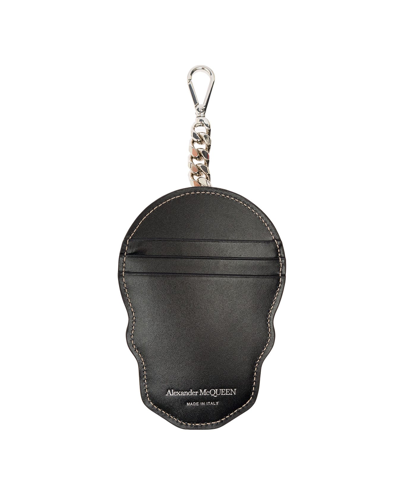 Alexander McQueen Black Cardholder Clip Skull Design In Leather - Black