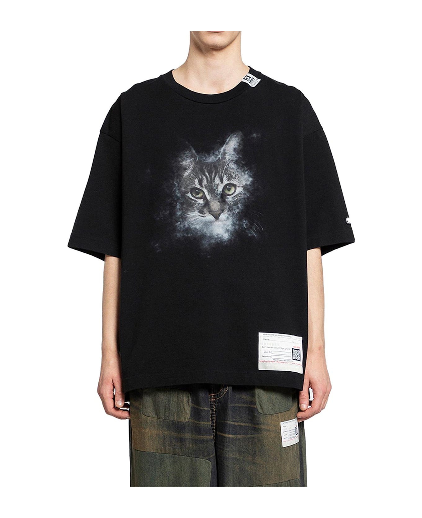 Mihara Yasuhiro Cat-printed Crewneck T-shirt - Black