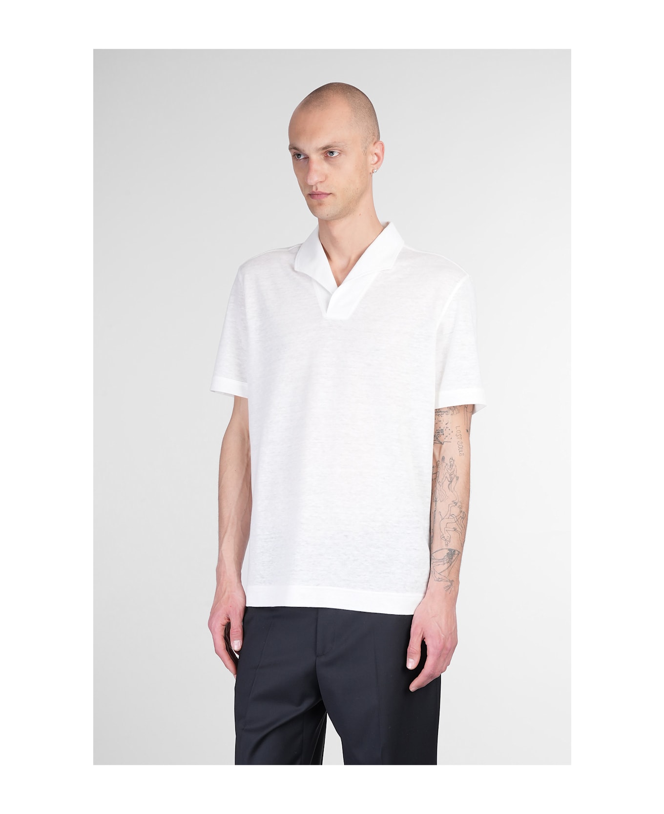 Zegna Polo In Beige Linen - beige