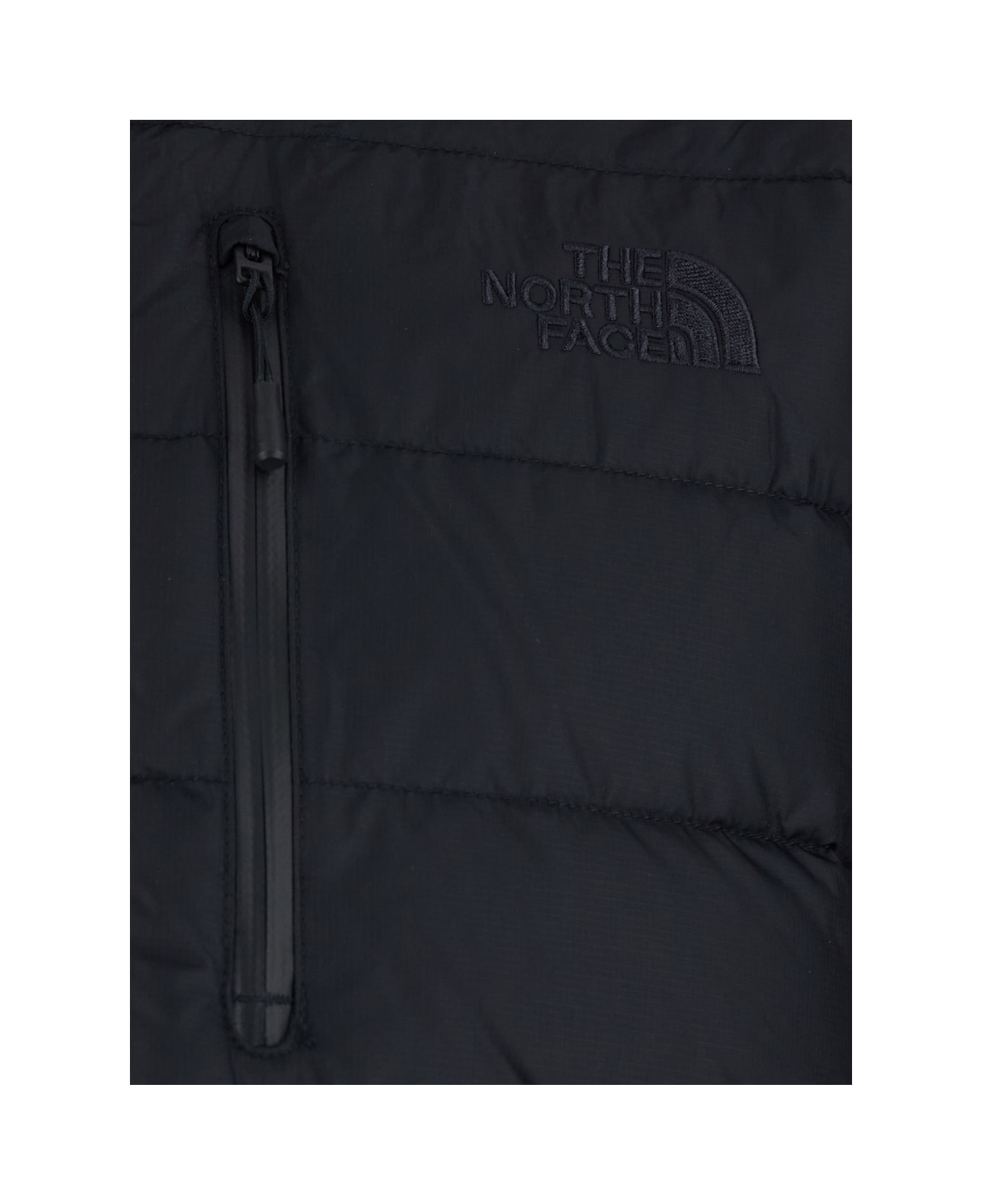 The North Face Black Down Jacket With High Neck And Tonal Logo Lettering On The Front In Tech Fabric Man - Black