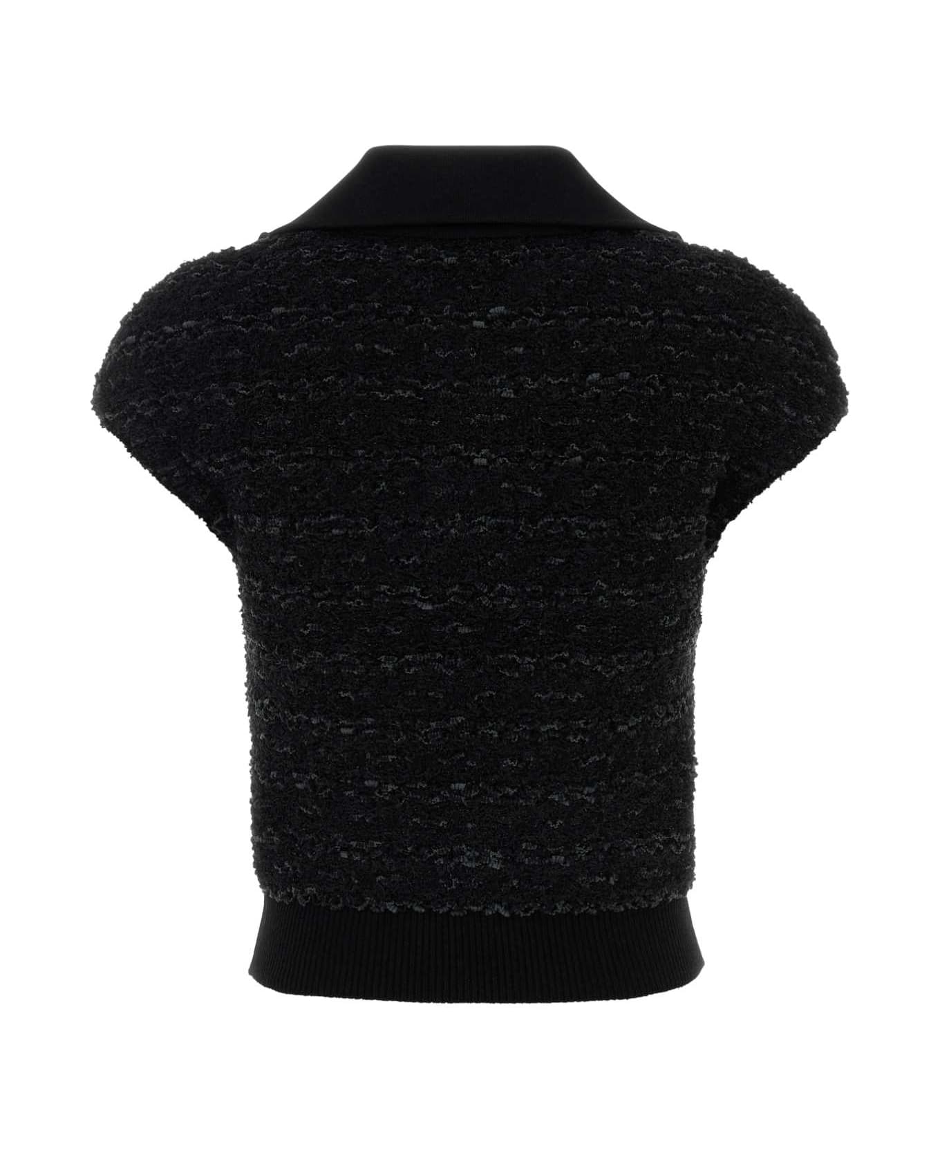 Balmain Melange Black Boucle Vest - NOIR