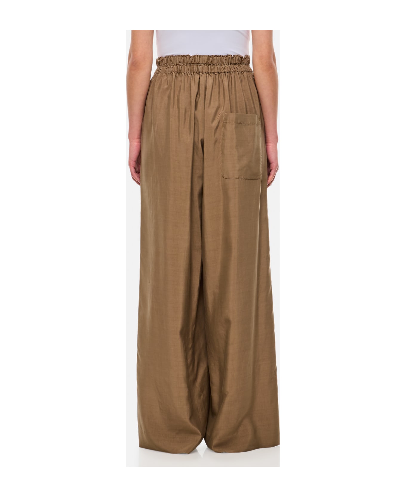 Quira Oversized Silk Trousers - Brown