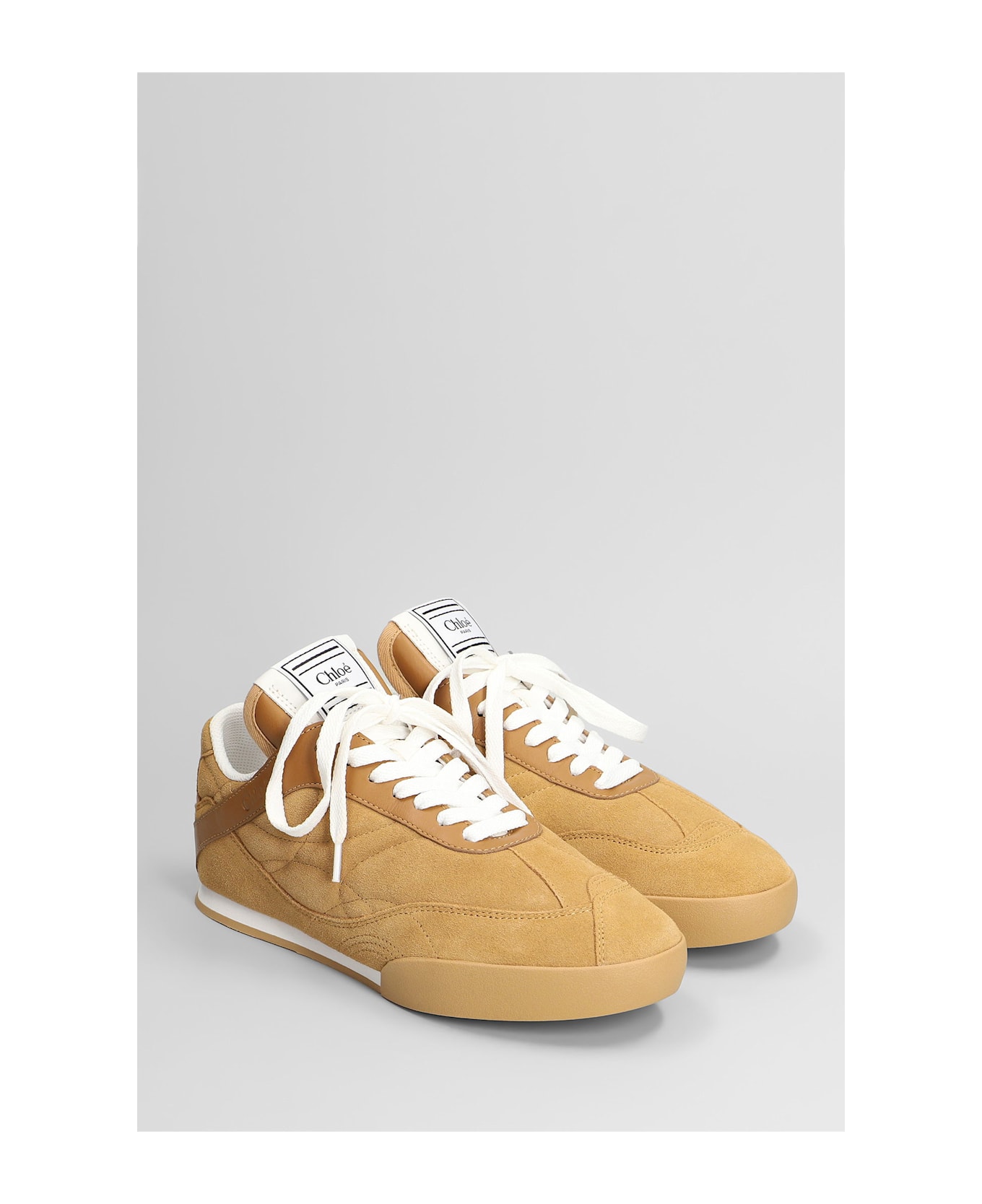Chloé Kick Sneakers In Camel Suede - Camel