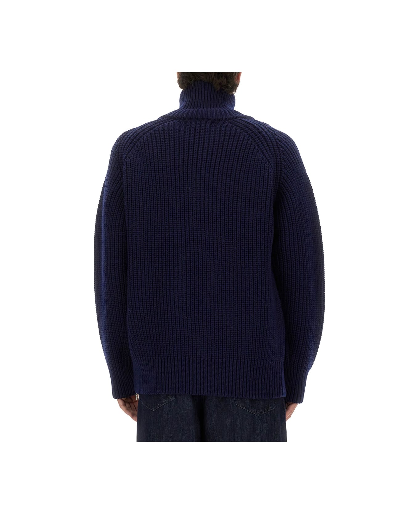 Dries Van Noten Zippered Wool Sweater - BLUE
