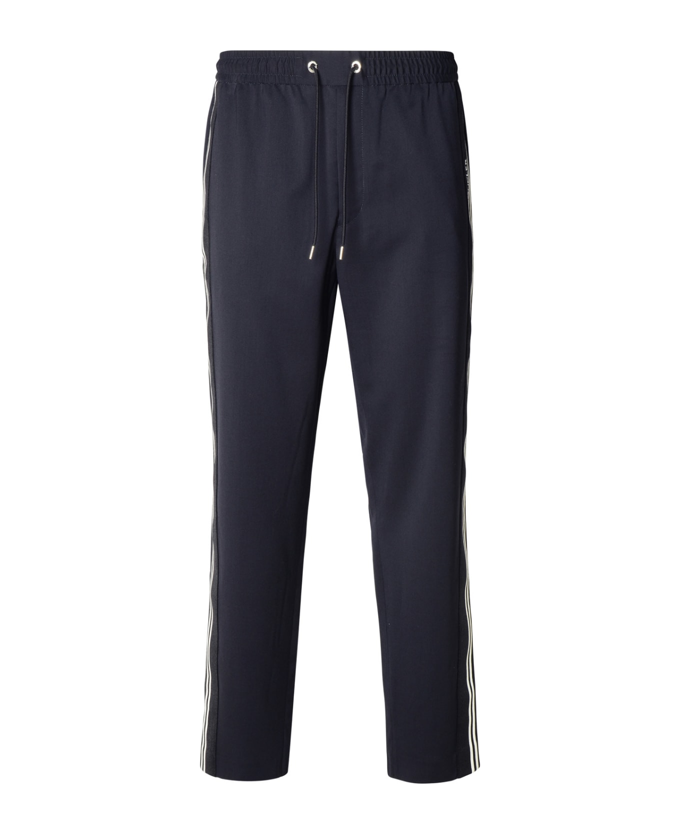 Moncler Navy Virgin Wool Blend Sporty Pants - Blue