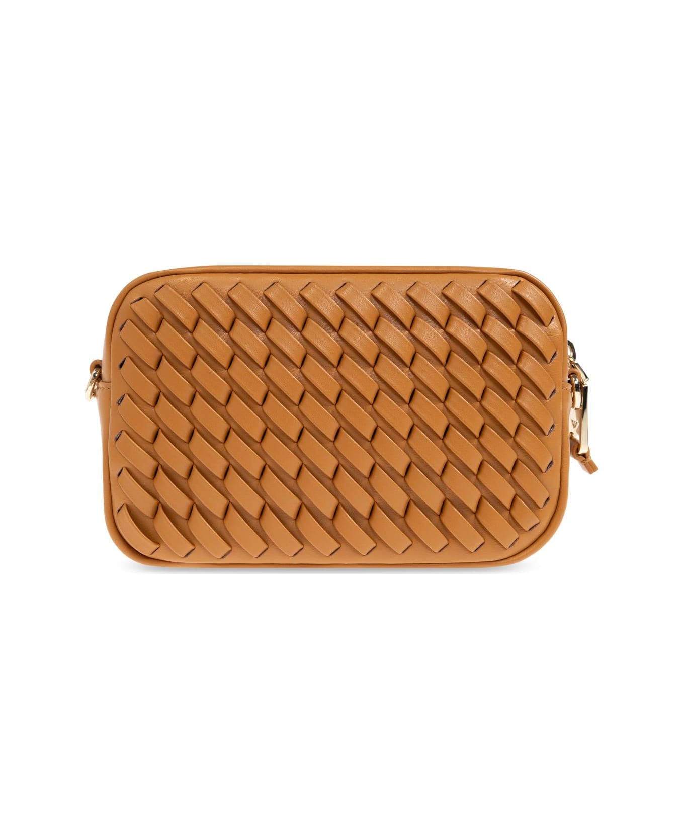 Emporio Armani Shoulder Bag With Decorative Weave - Brown