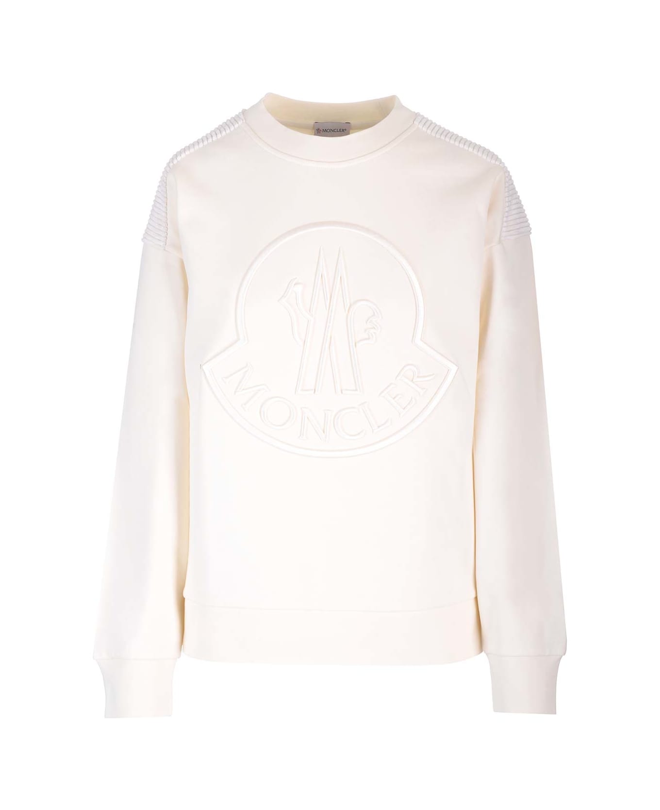 Moncler Sweatshirt With Embroidered Logo - White