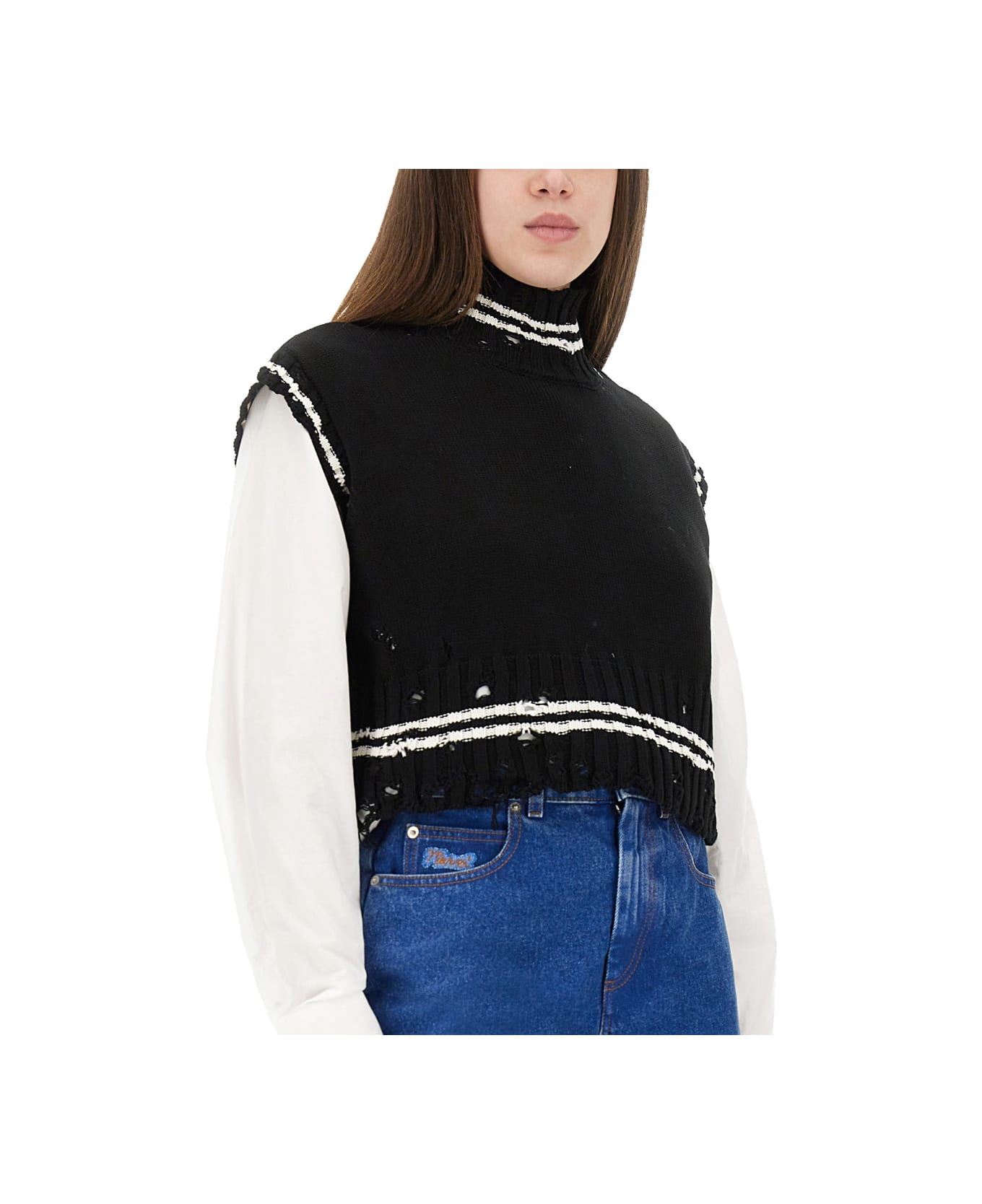 Marni Short Cotton Vest - BLACK