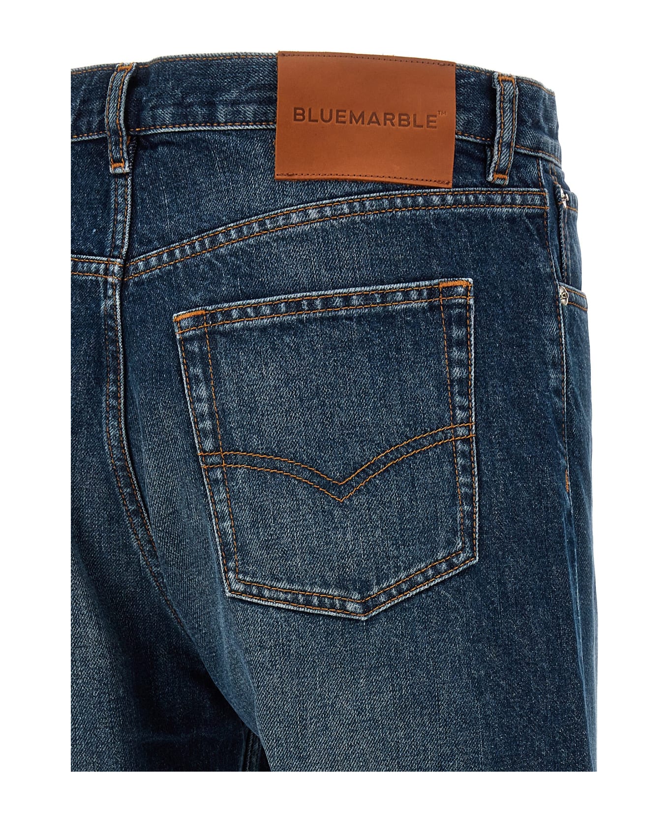 Bluemarble Multicolor Faux Fur Insert Jeans - Blue デニム