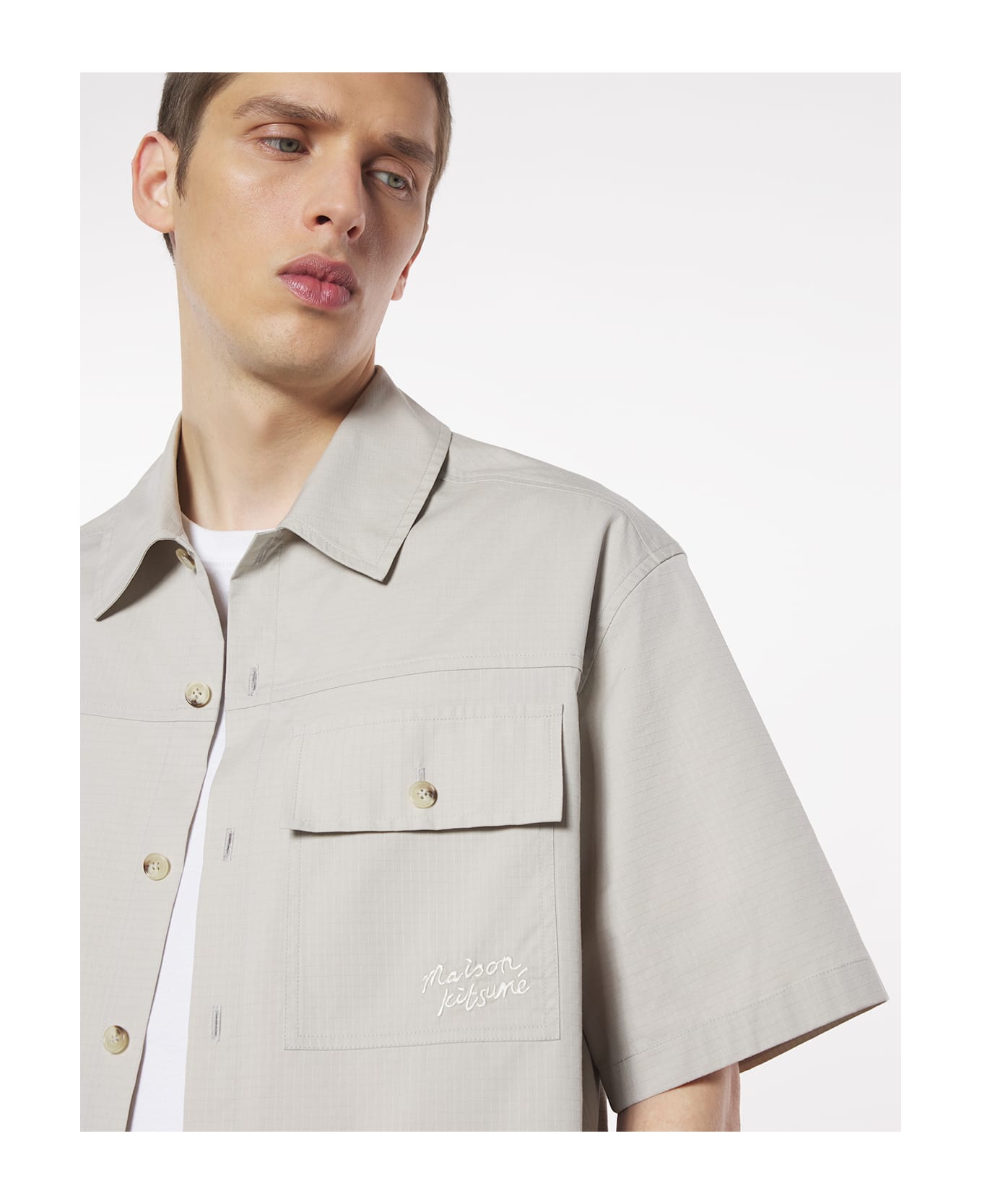 Maison Kitsuné Short Sleeve Overshirt - Truffle