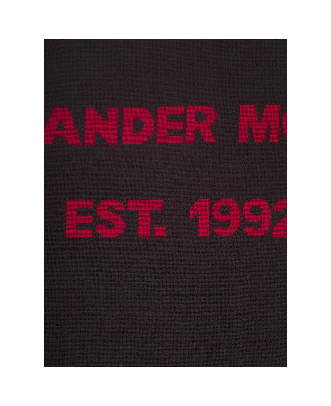 Alexander McQueen Red And Black Scarf With Jacquard Logo In Wool Man - Grey