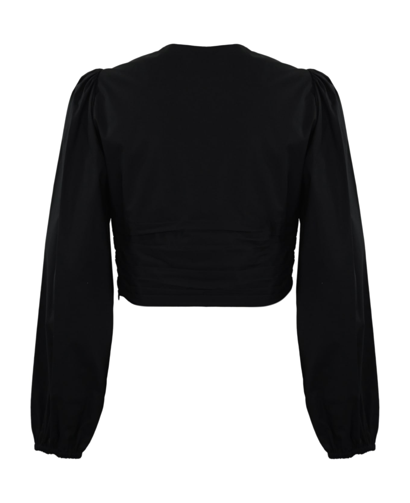 TwinSet Cropped Blouse In Poplin With Oval T - Nero