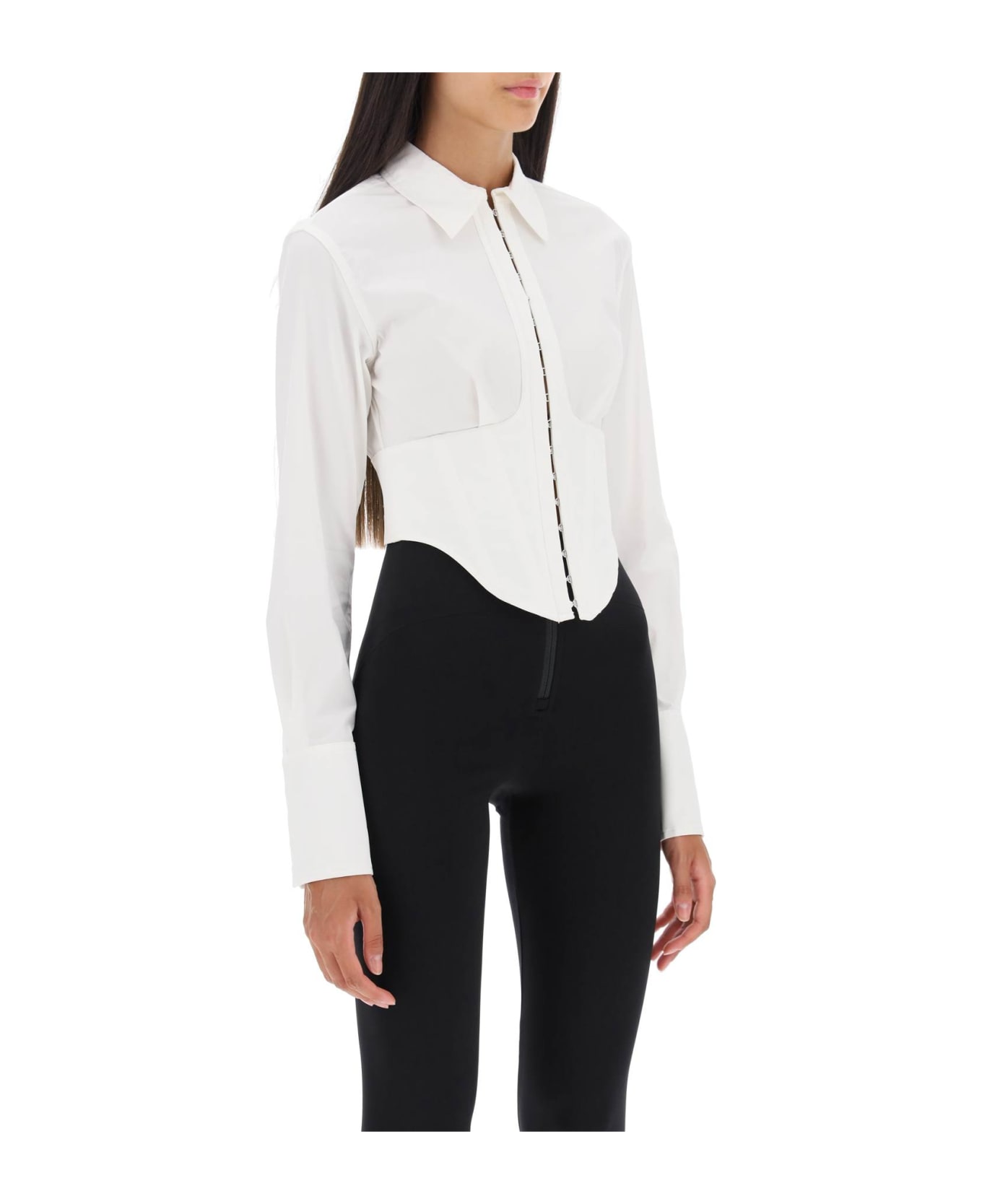 Dion Lee Cropped Shirt With Underbust Corset - IVORY (White)