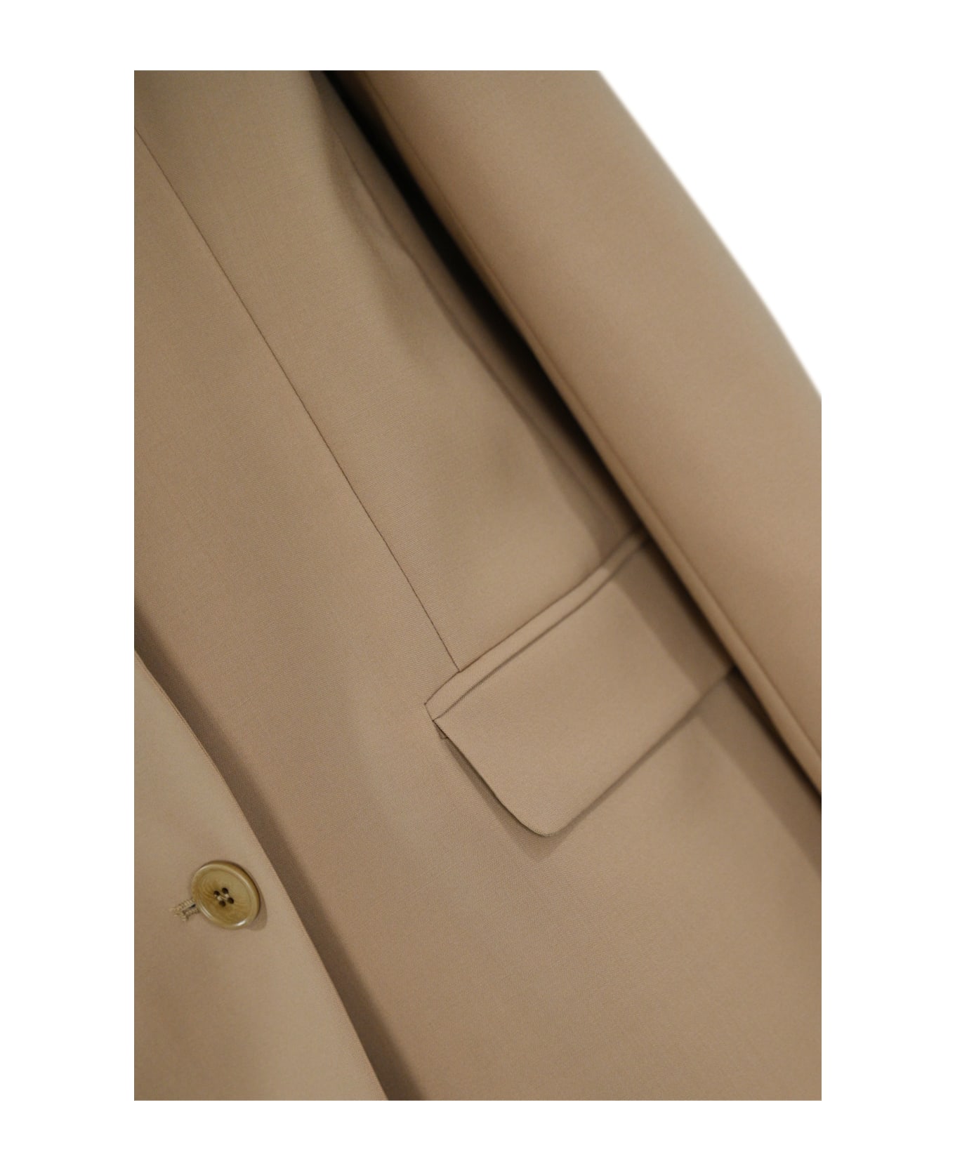 Weekend Max Mara Materia Single-breasted Blazer In Stretch Wool Canvas - Beige ブレザー