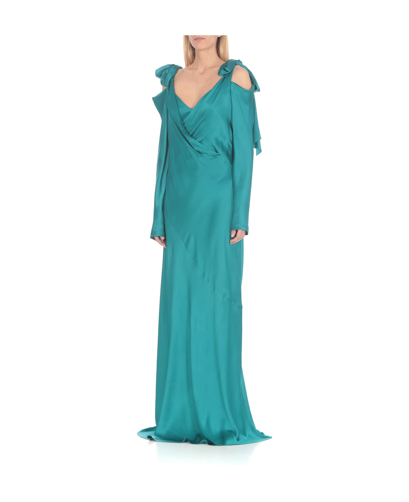 Alberta Ferretti Silk Blend Long Dress - Green ワンピース＆ドレス