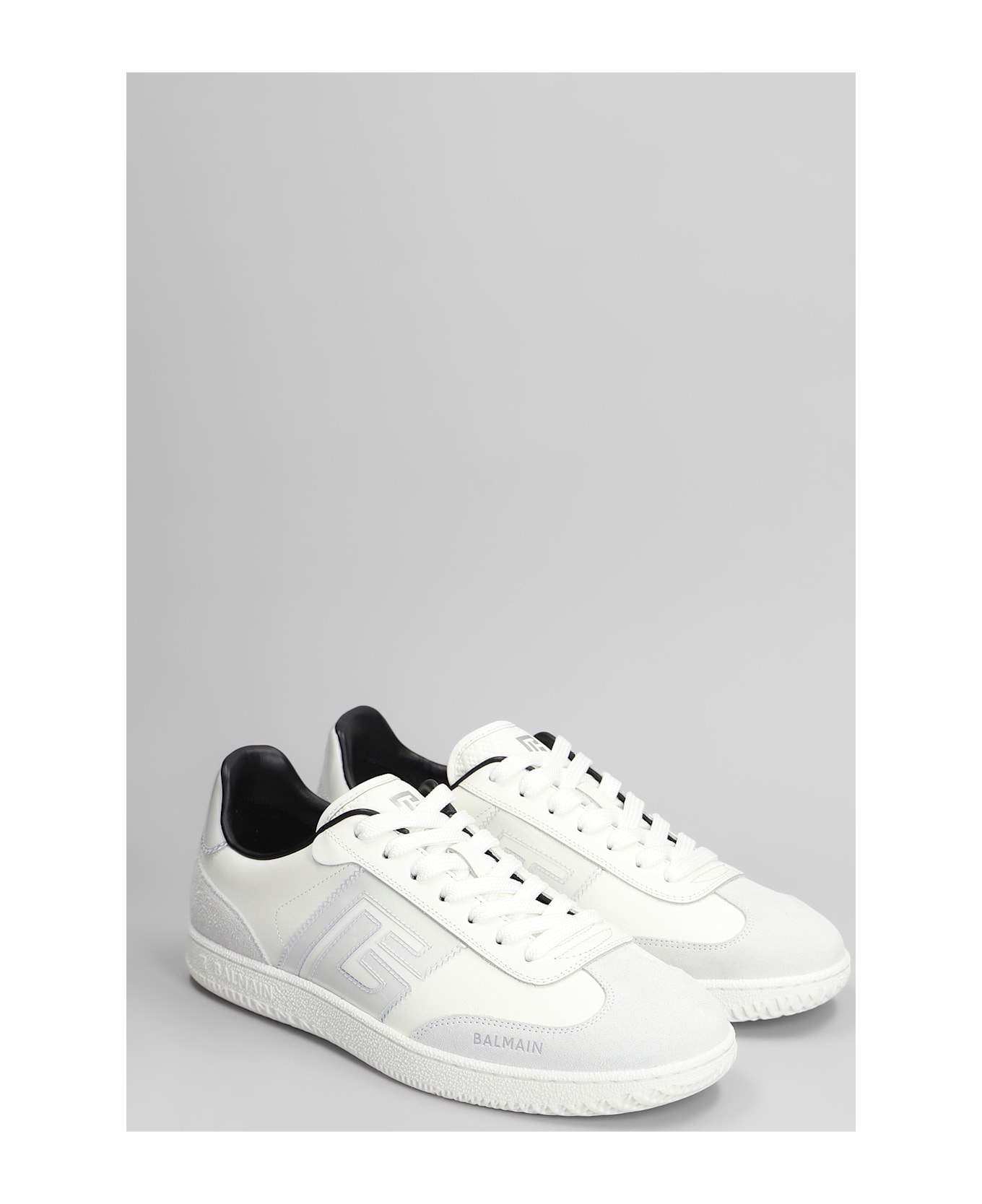 Balmain Swan Suede Sneakers In White Suede And Leather - white
