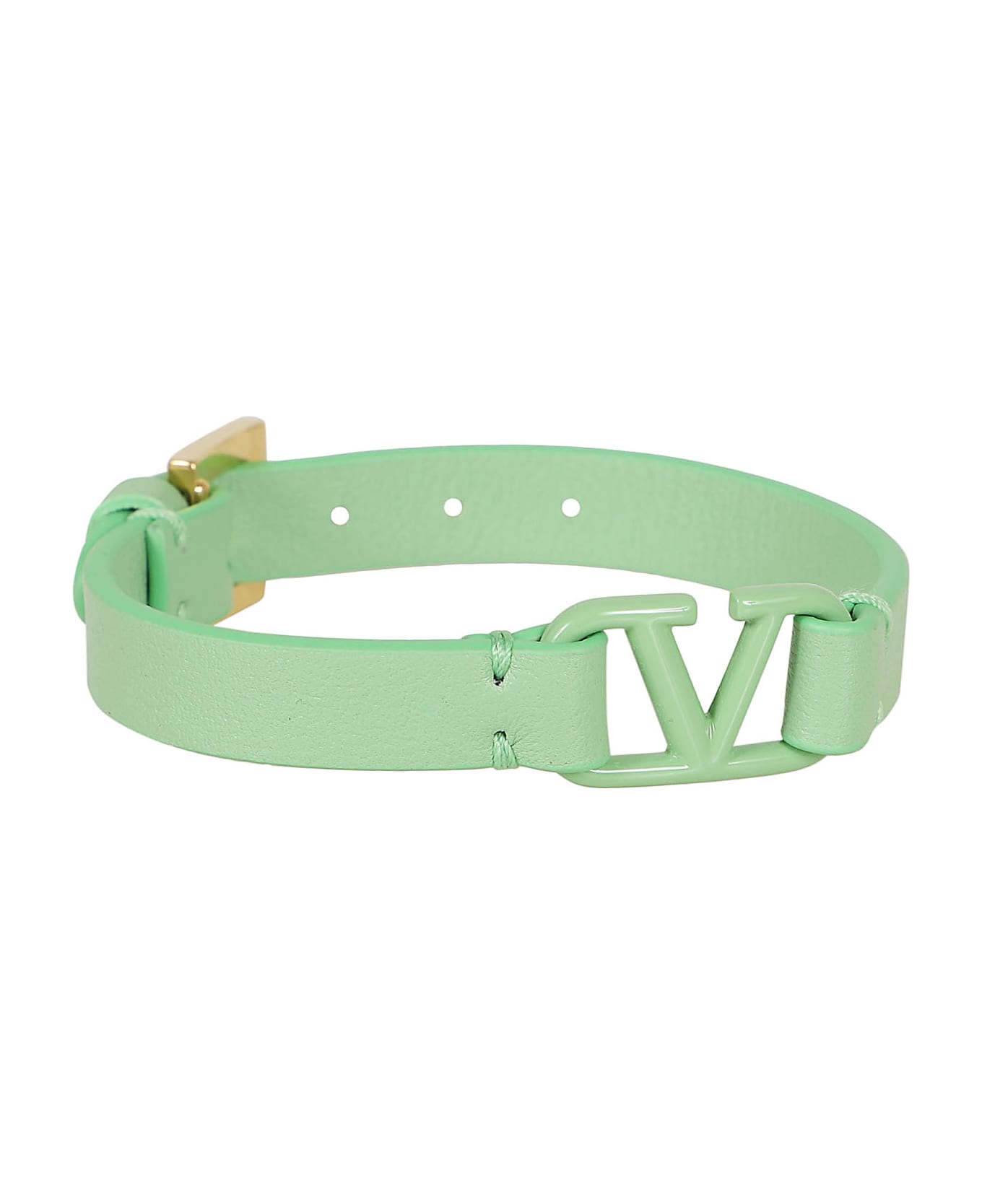 Valentino Garavani Leather Bracelet Vlogo Signature - Yeg Ice Mint