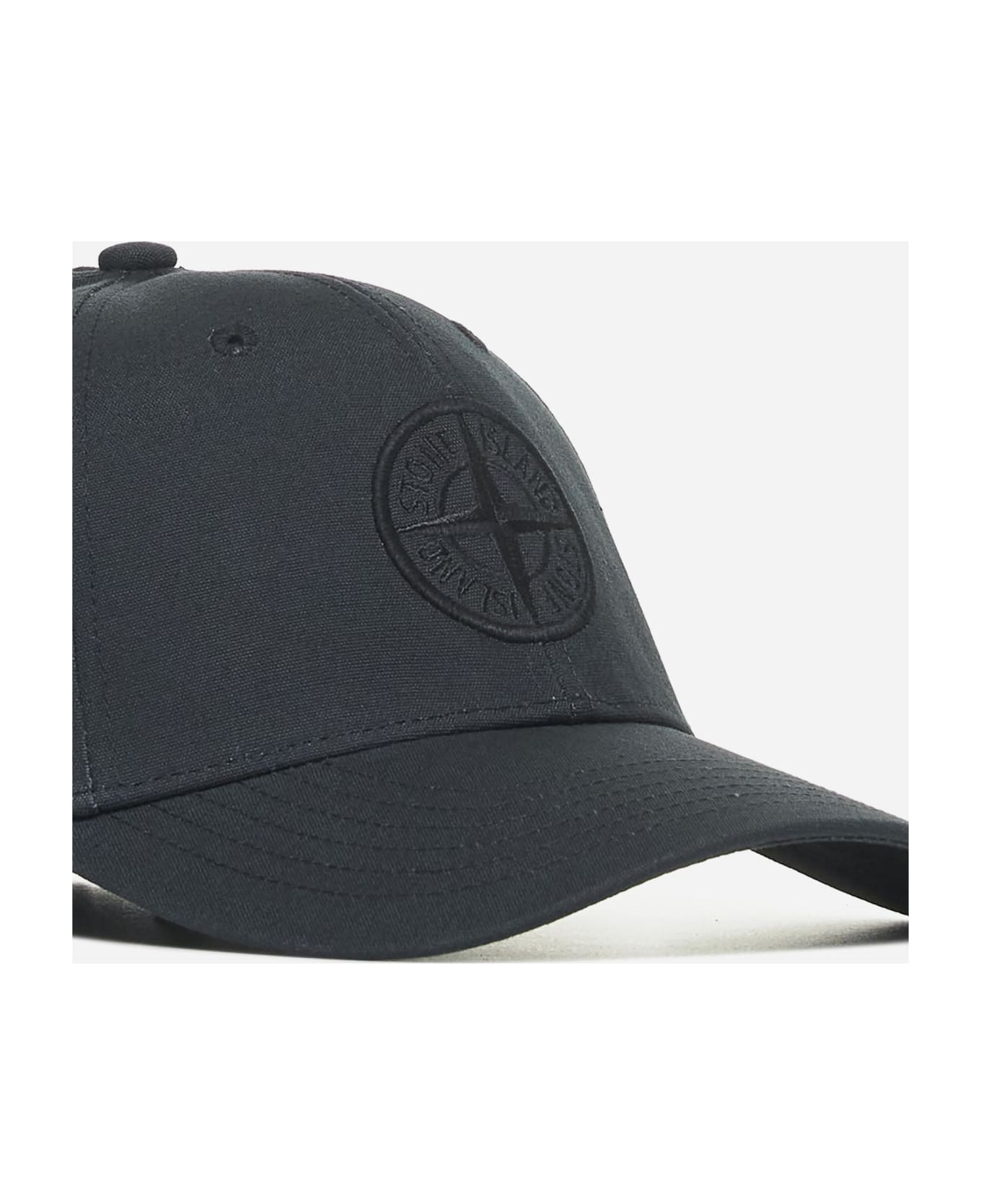 Stone Island Logo Cotton Baseball Cap - Nero