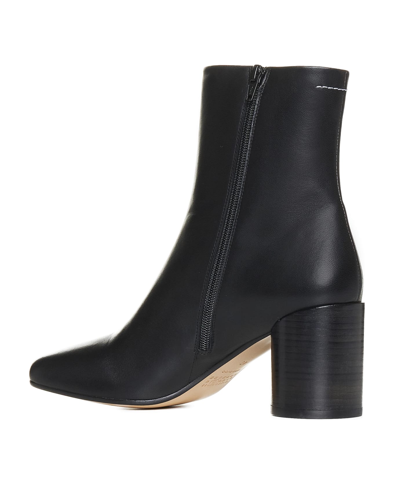 MM6 Maison Margiela Black Leather Ankle Boots - Black
