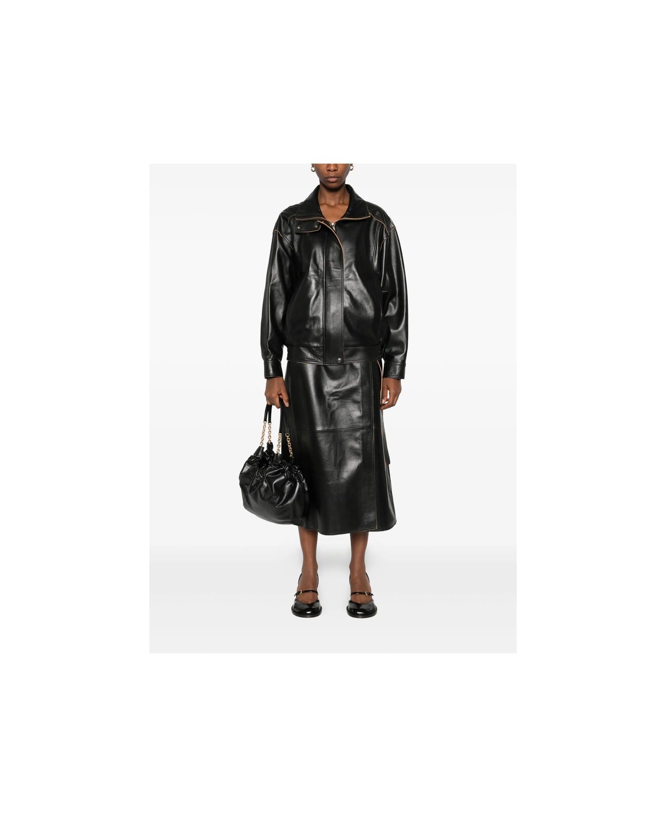 Calvin Klein Leather Outerwear - BLACK レザージャケット