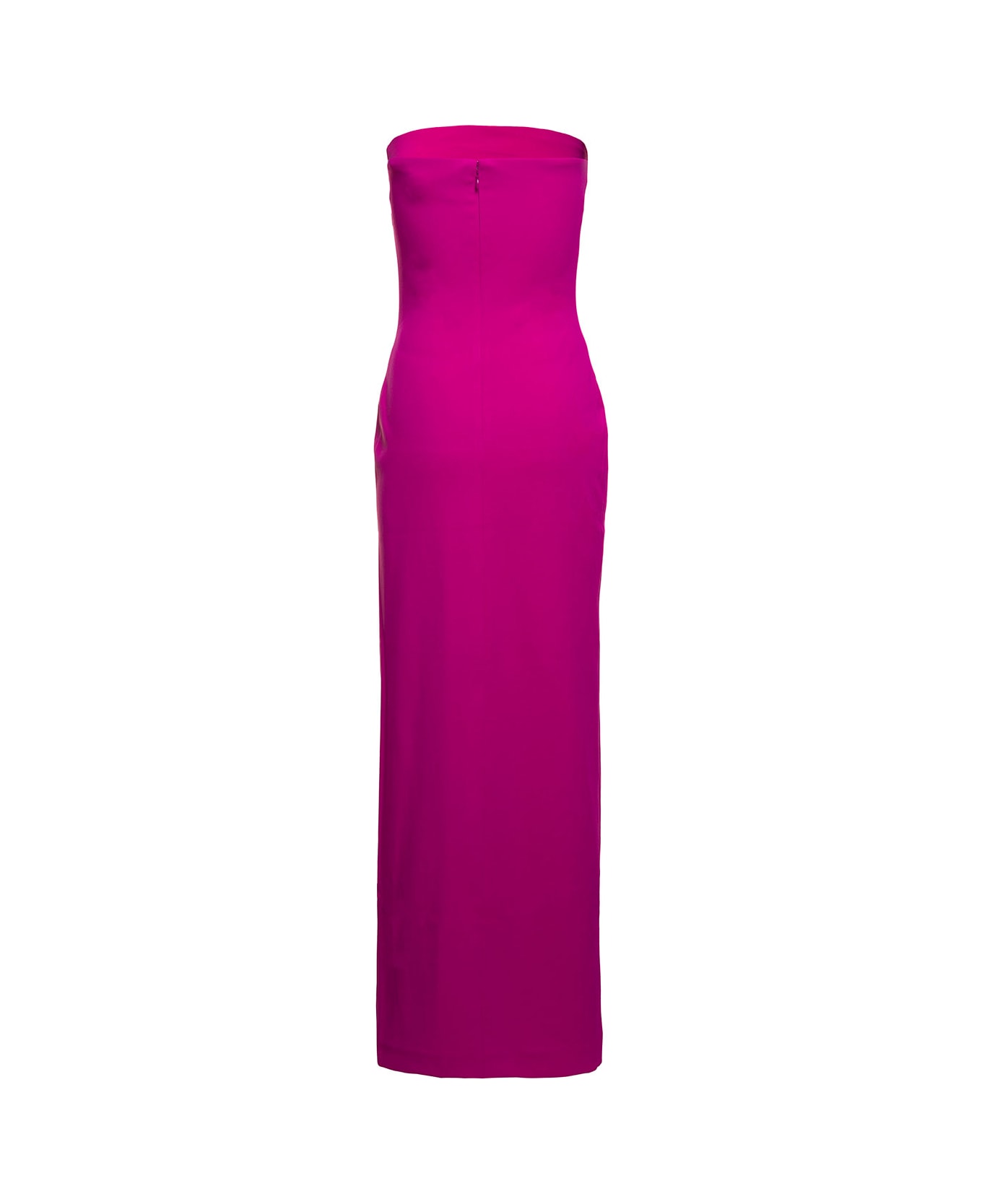 Solace London Fuchsia Maxi 'zora' Dress With Deep Front Vent In Polyester Woman - Fuchsia