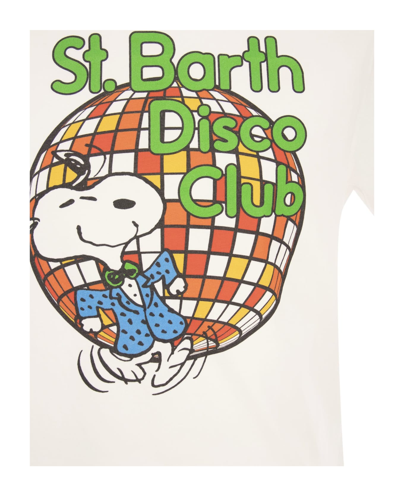 MC2 Saint Barth Cotton T-shirt With Snoopy Disco Club Print - White