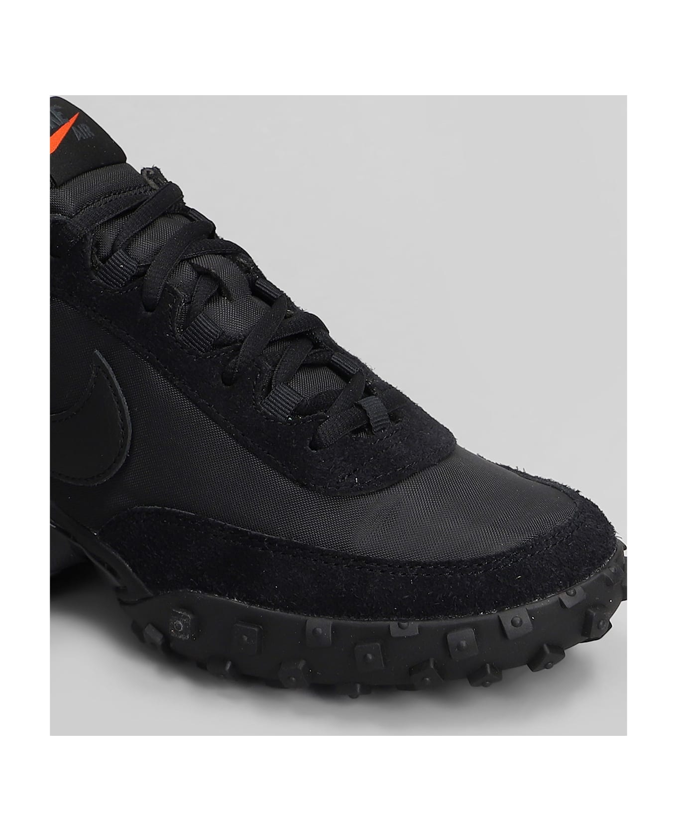 Nike Air Max Waffle Sneakers In Black Suede And Fabric - black