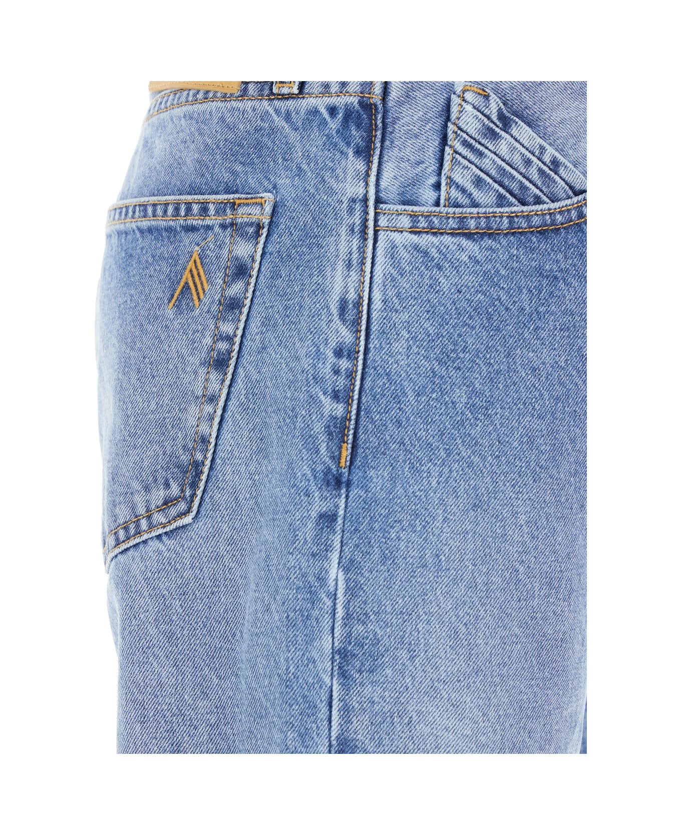 The Attico Blue Jeans With Extra Long Leg And Logo Embroidery On The Rear In Denim Woman - Blu