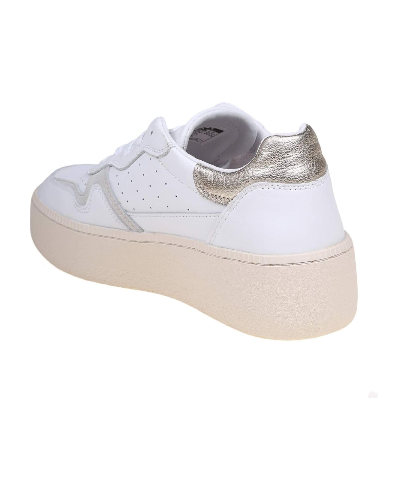 D.A.T.E. Step Sneakers In White Leather - platinum ウェッジシューズ