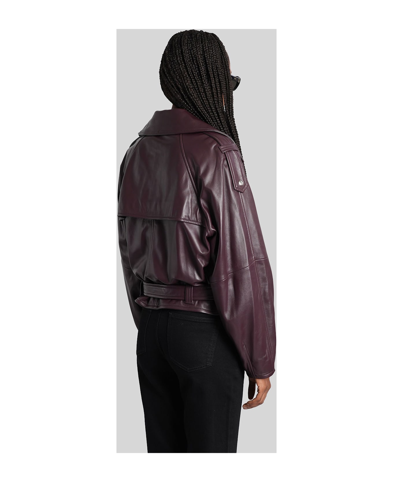 IRO Yuria Biker Jacket In Bordeaux Leather - bordeaux