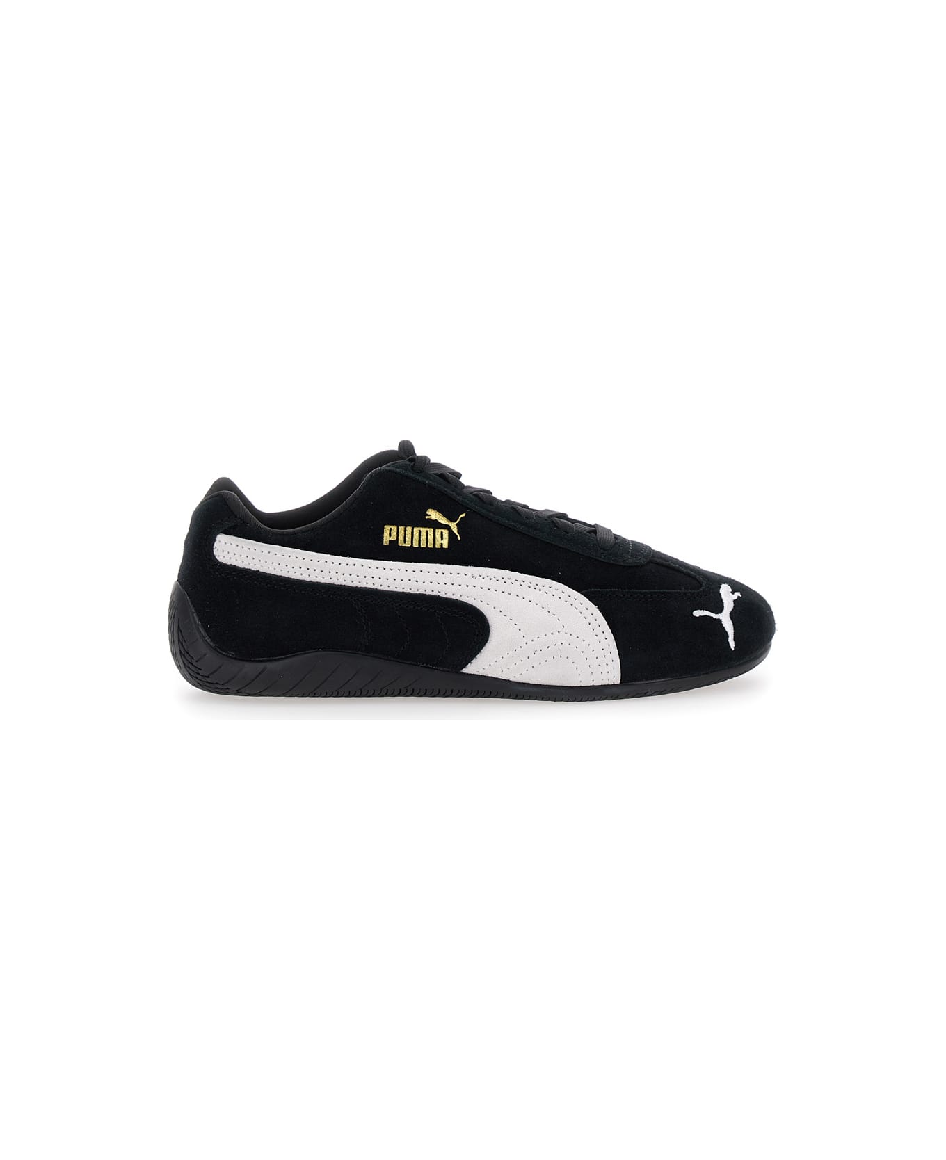 Puma 'speedcat' Black Sneakers With Logo Print On The Side And Logo Lettering On The Side In Leather Unisex - Black