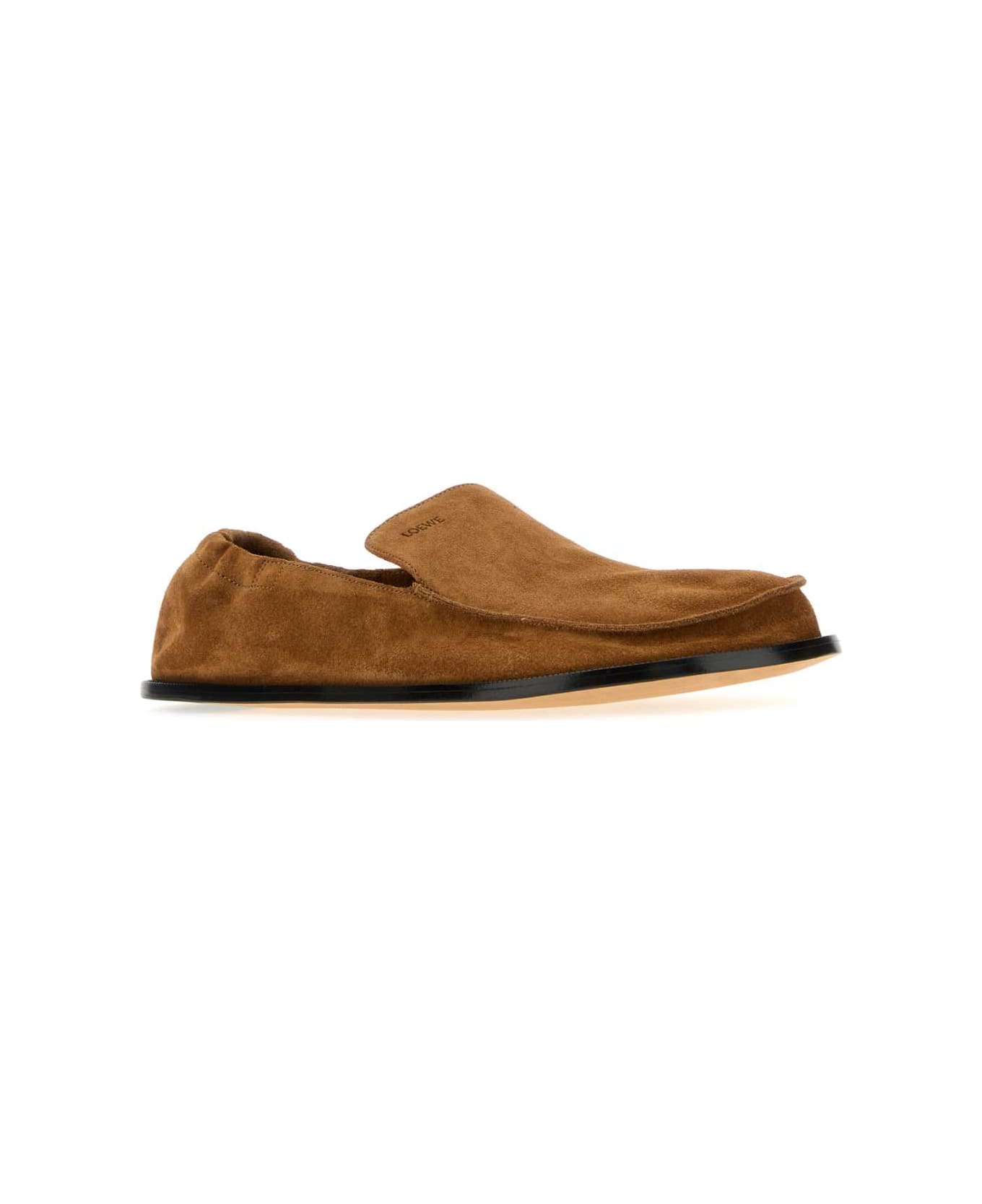 Loewe Camel Suede Flex Loafers - CHOCOLATE