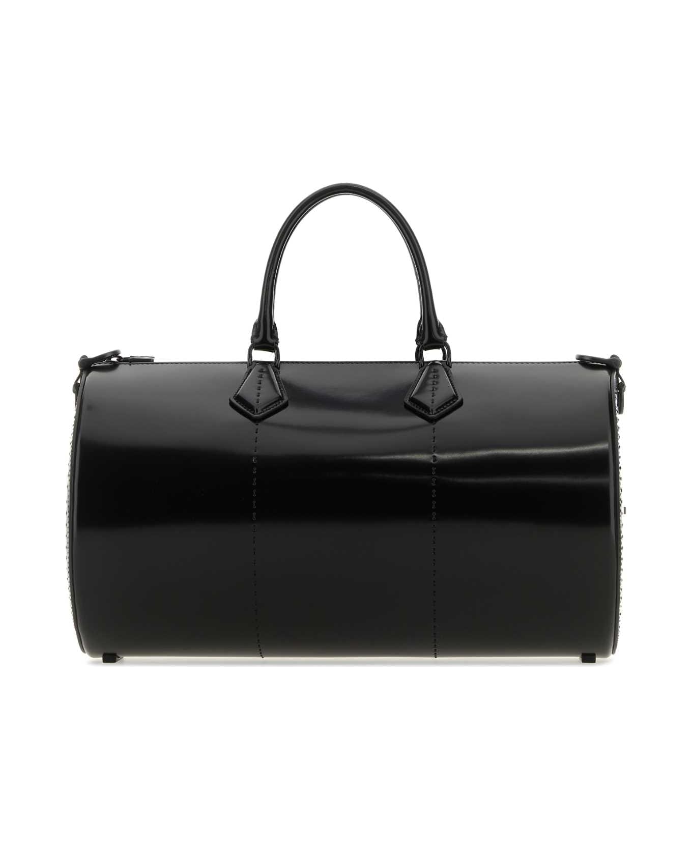 Max Mara Black Leather Brushedrolll Handbag - NERO