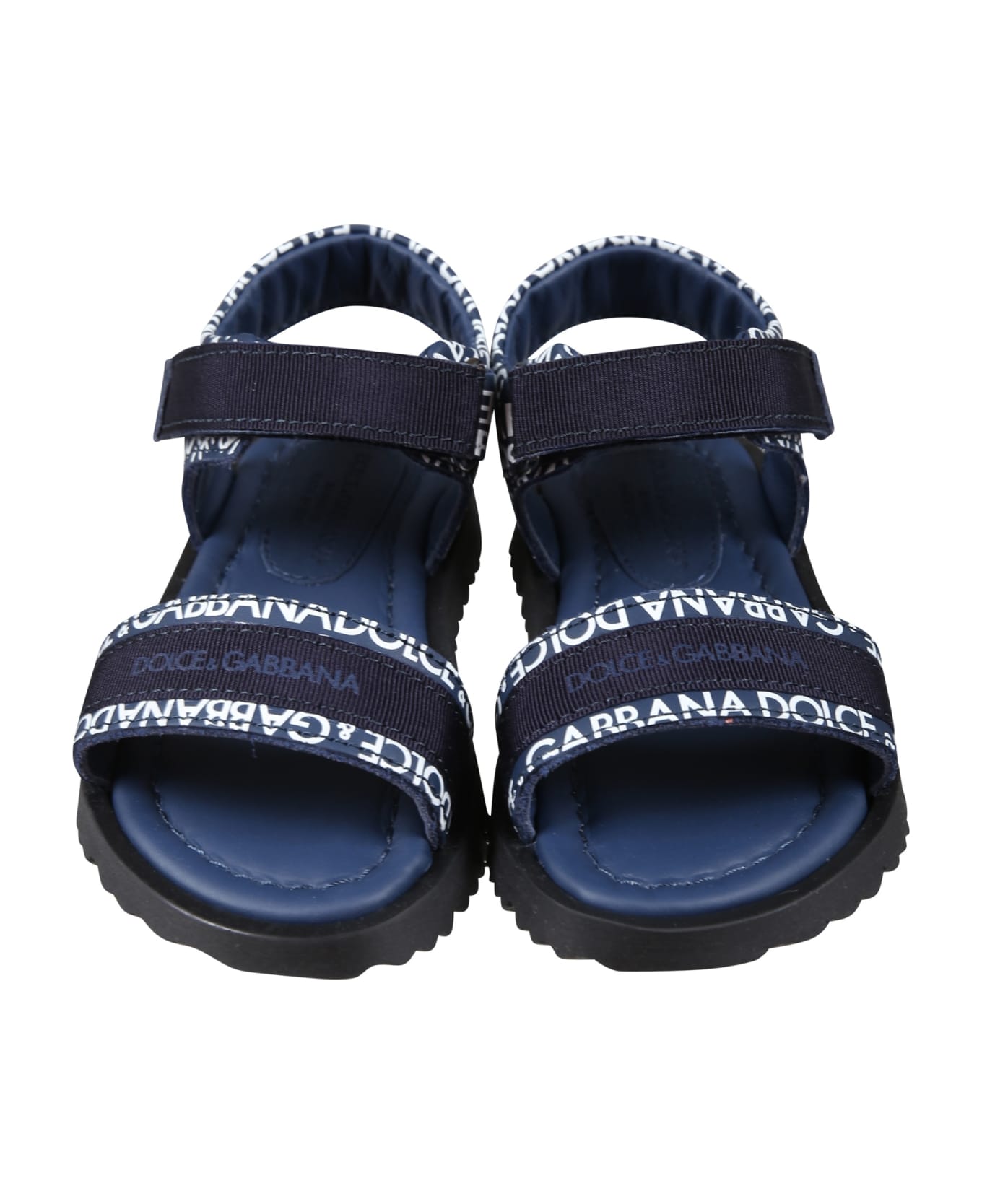Dolce & Gabbana Blue Sandals For Kids With Logo - Black シューズ
