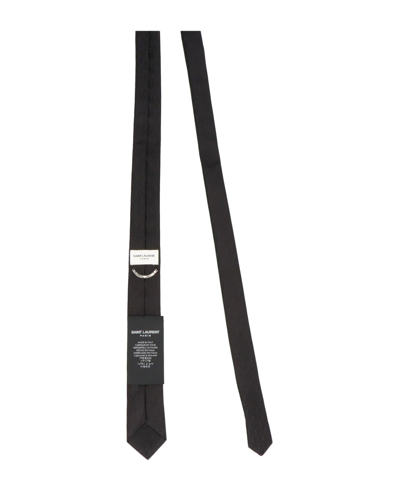 Saint Laurent Monogram Patterned Pointed Tip Tie - Black