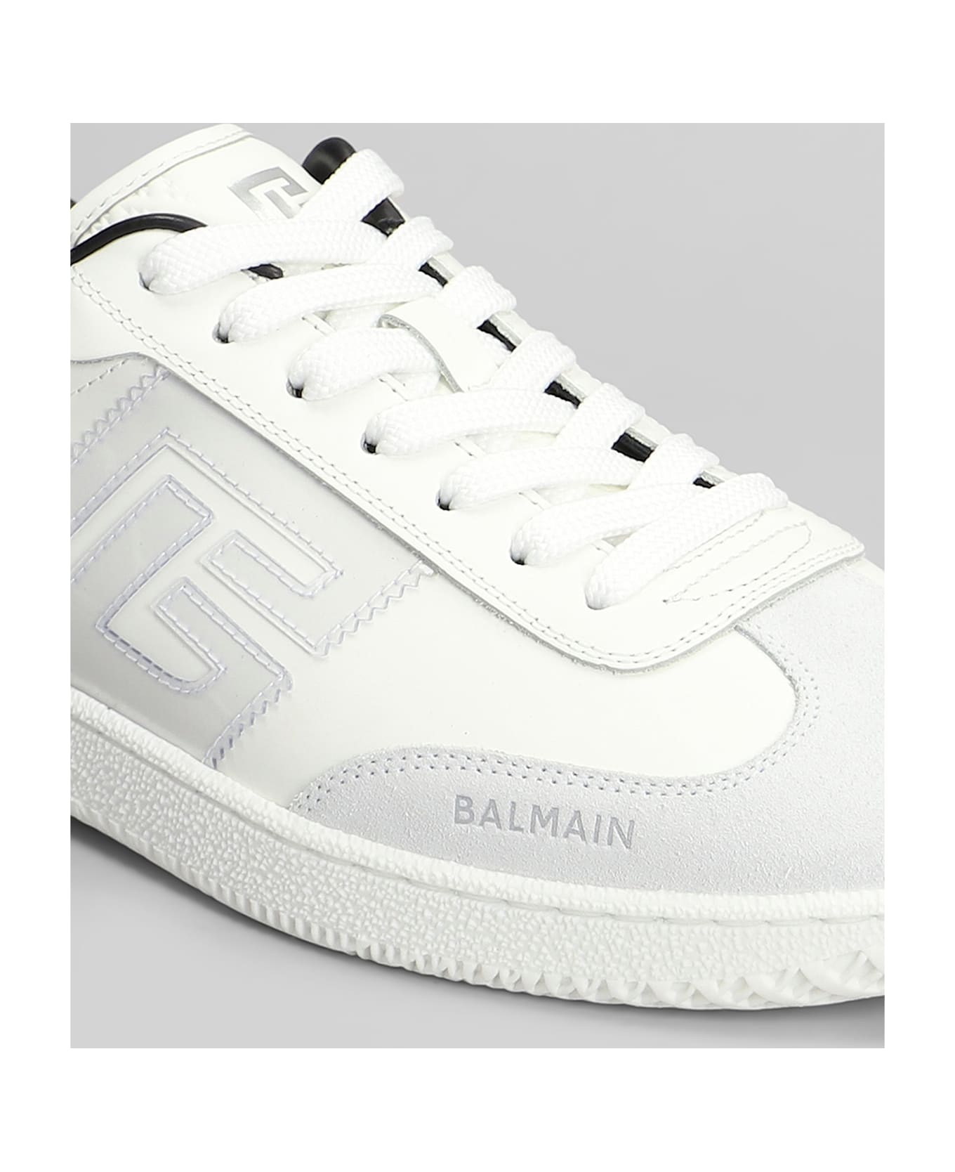 Balmain Swan Suede Sneakers In White Suede And Leather - white