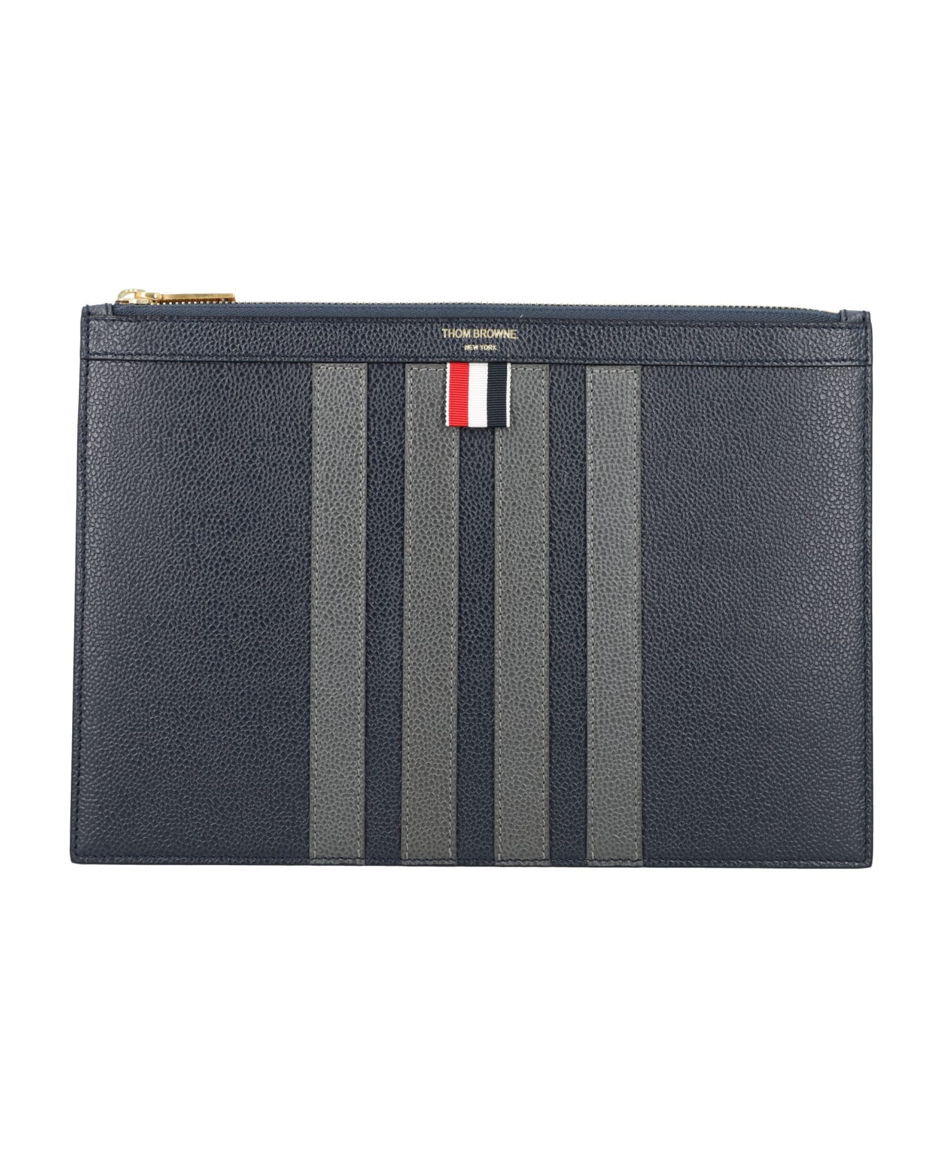 Thom Browne Pebble Grain Leather 4 Bar Small Document Holder - Blue