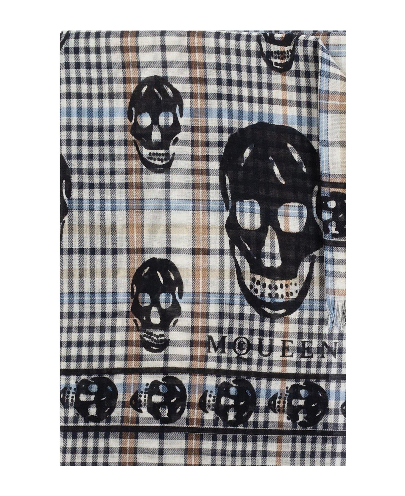 Alexander McQueen Checkered Frayed-edge Scarf - Beige