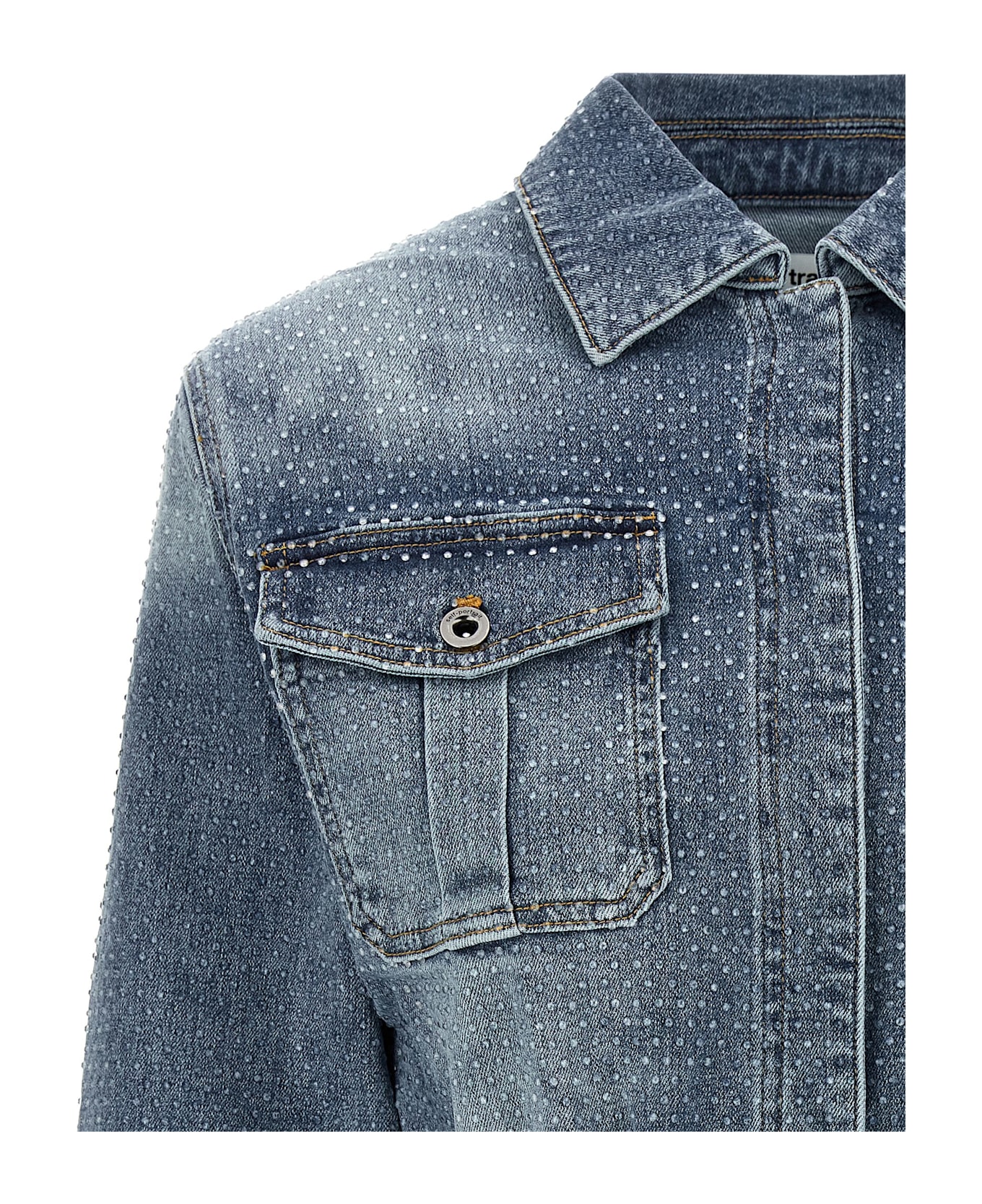 self-portrait 'rhinestone Denim' Jumpsuit - Blue