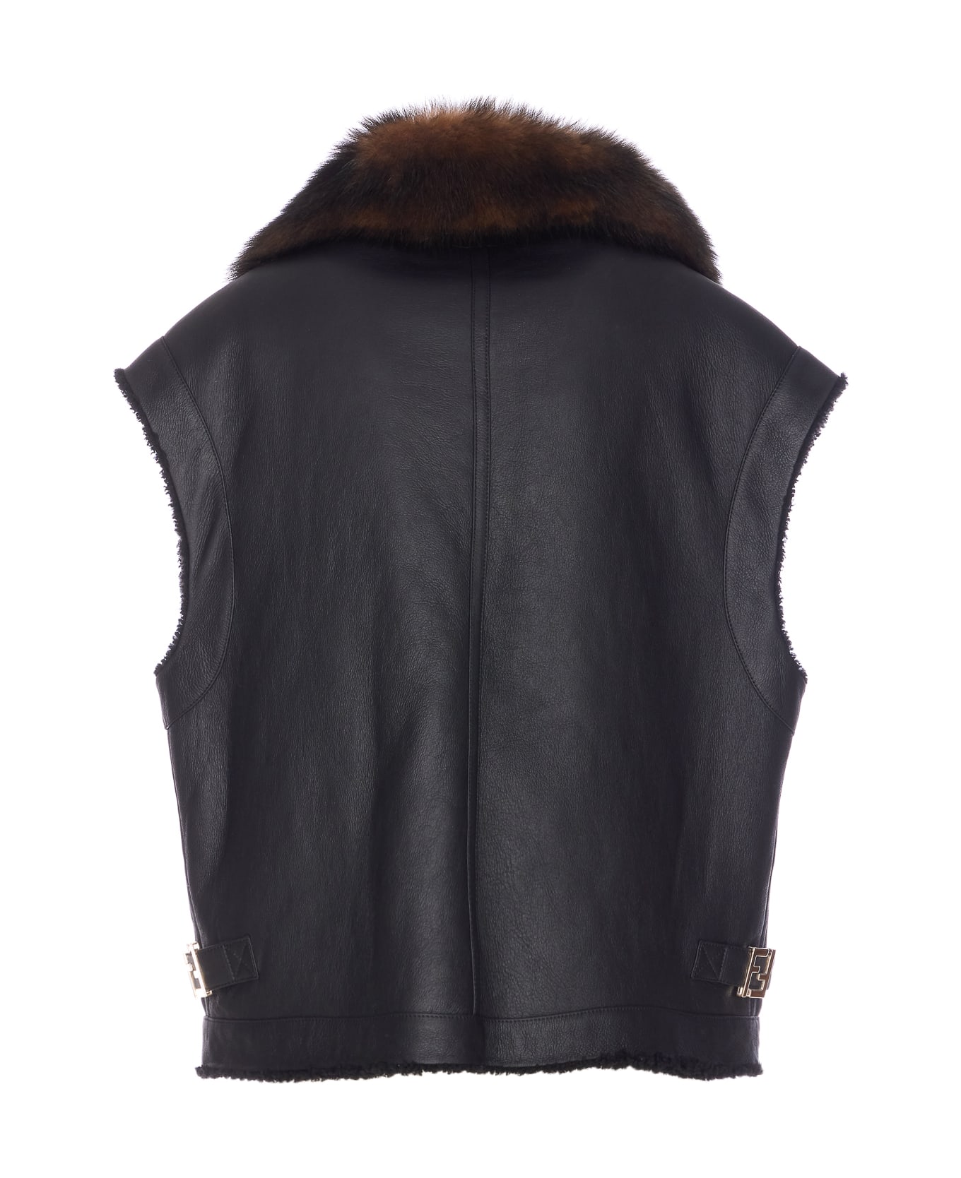 Fendi Ff Buckles Leather Vest - Black