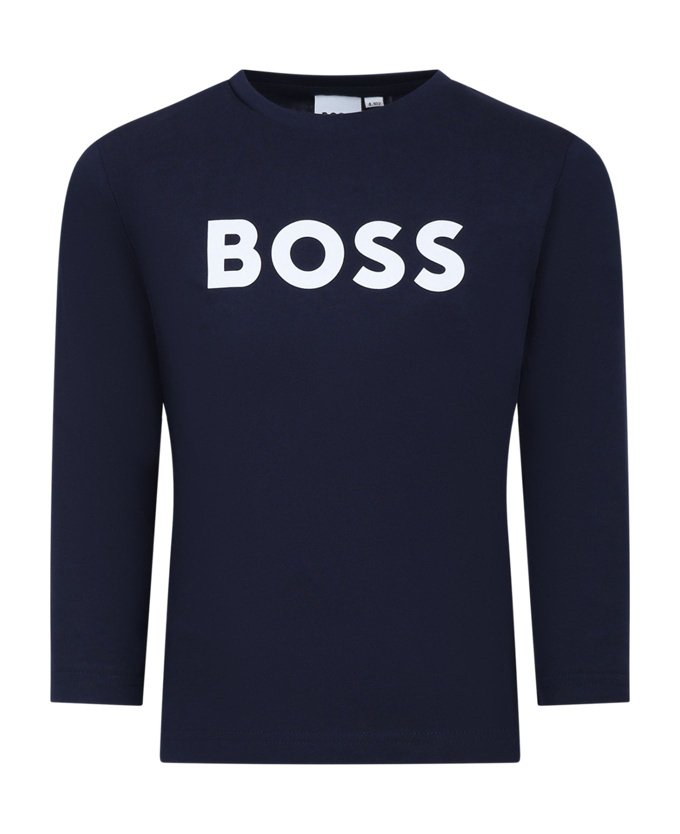 Hugo Boss Blue T-shirt For Boy With Logo - Blue Tシャツ＆ポロシャツ