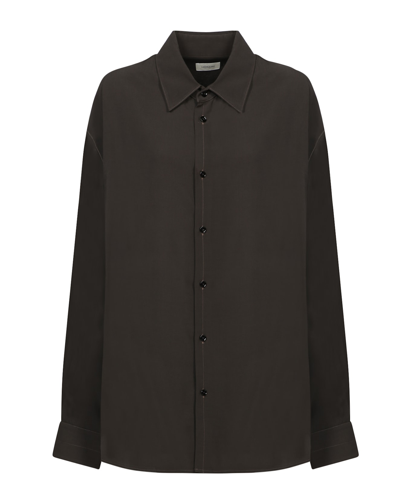 Lemaire Shirt In Brown Viscose - Dark Espresso