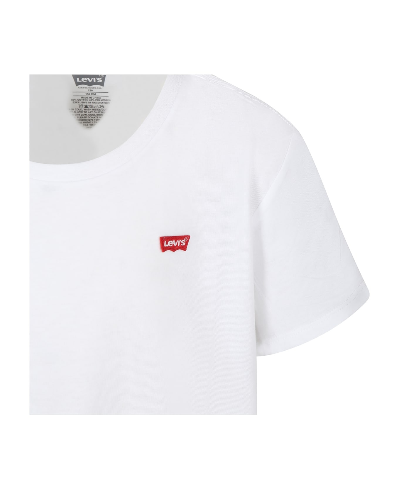 Levi's White T-shirt For Kids With Logo - White