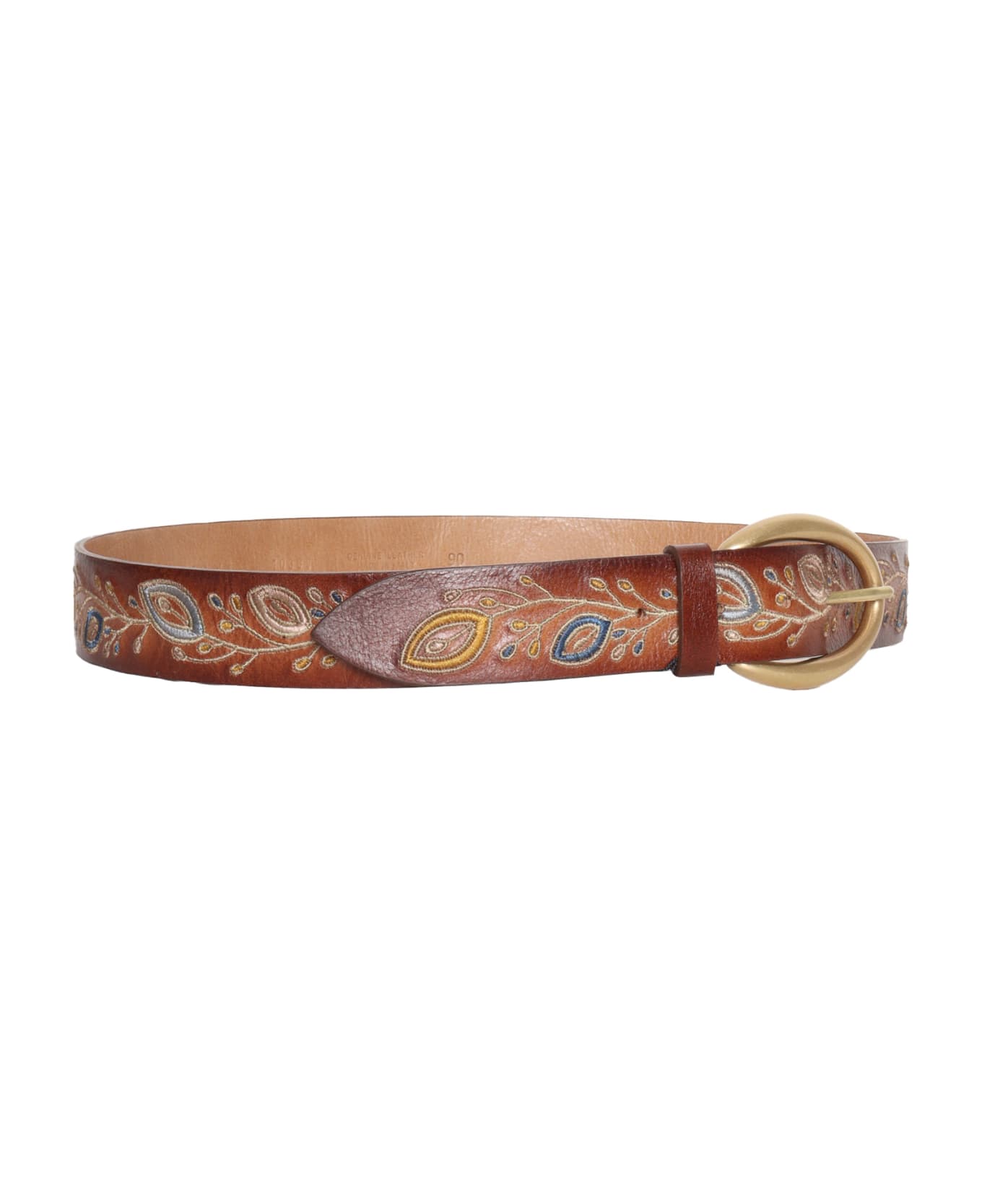 Orciani Leather Belt With Embroidery - BROWN