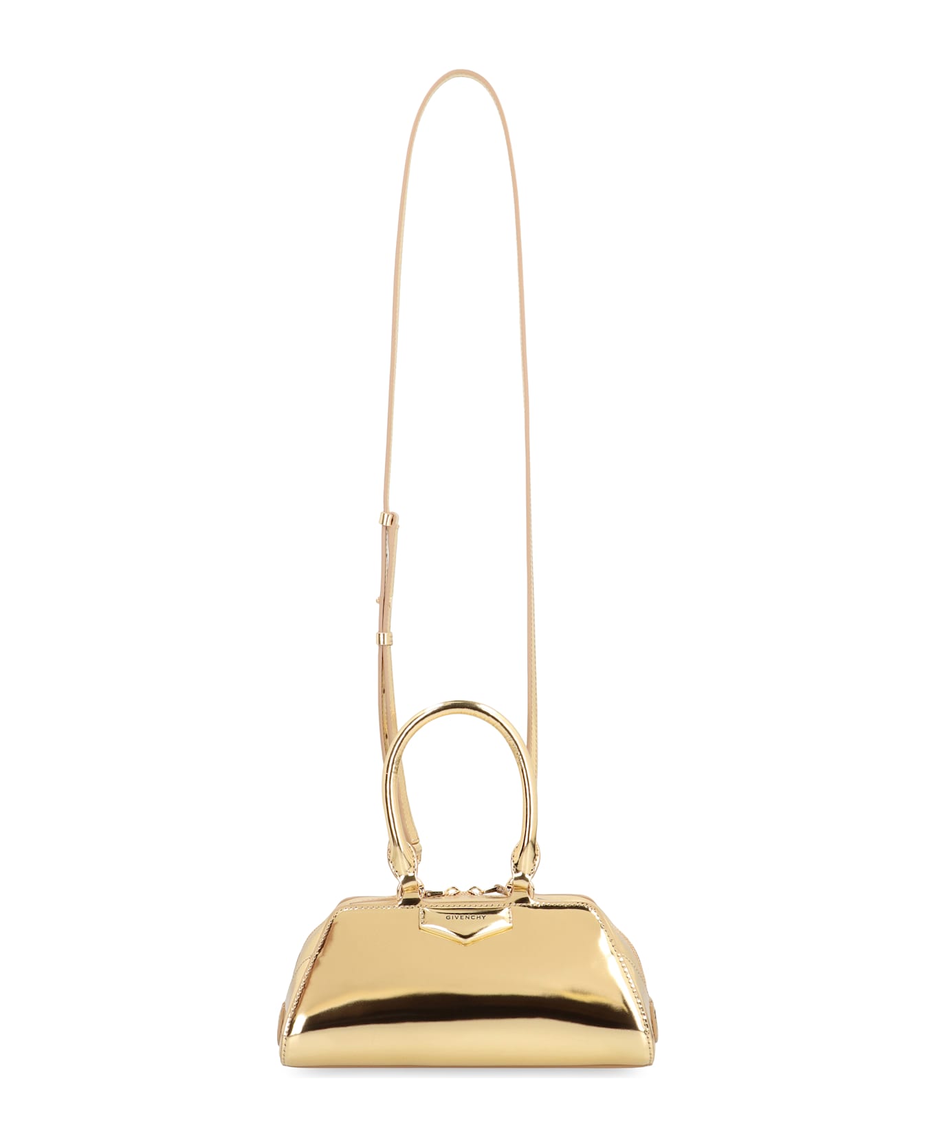 Givenchy Antigona East-west Mini Bag In Laminated Leather - Golden