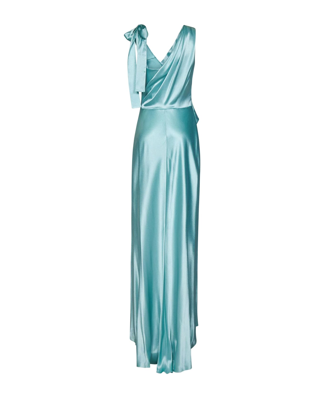 Alberta Ferretti Sky Blue Silk Blend Maxi Dress - Blue