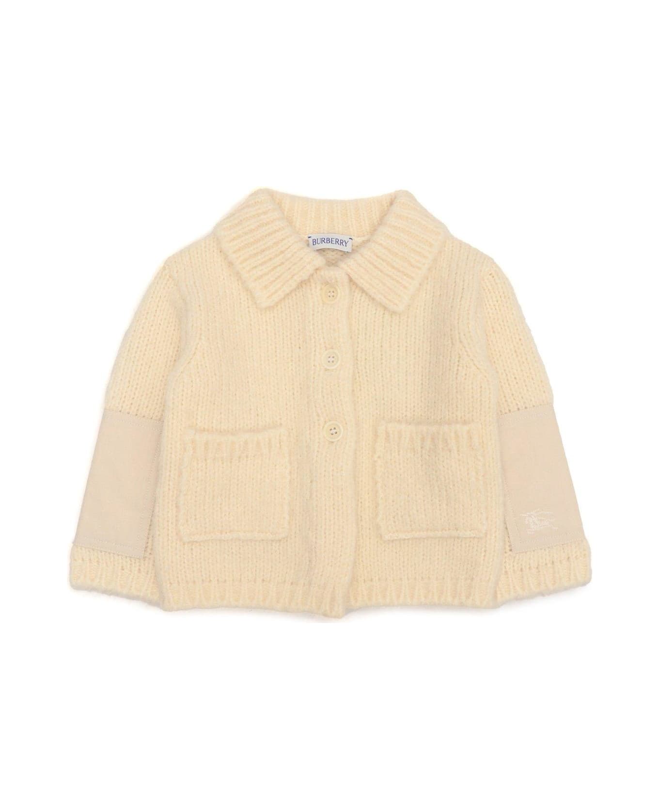 Burberry Single-breasted Knitted Cardigan - WHITE