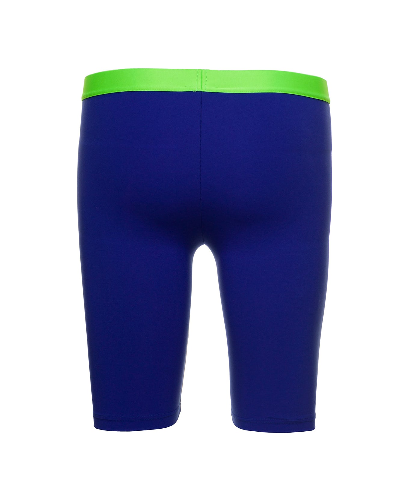 Dsquared2 Blue And Bright Green Biker Shorts With Logo Waistband In Stretch Polyamide Woman D-sqaured2 - Blu