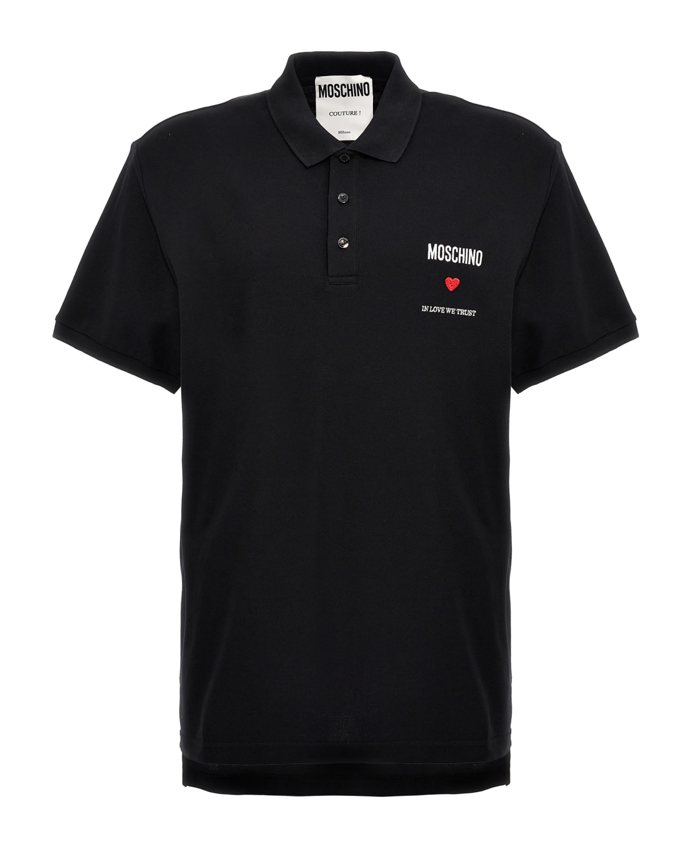 Moschino 'in Love We Trust' Polo Shirt - Black   ポロシャツ