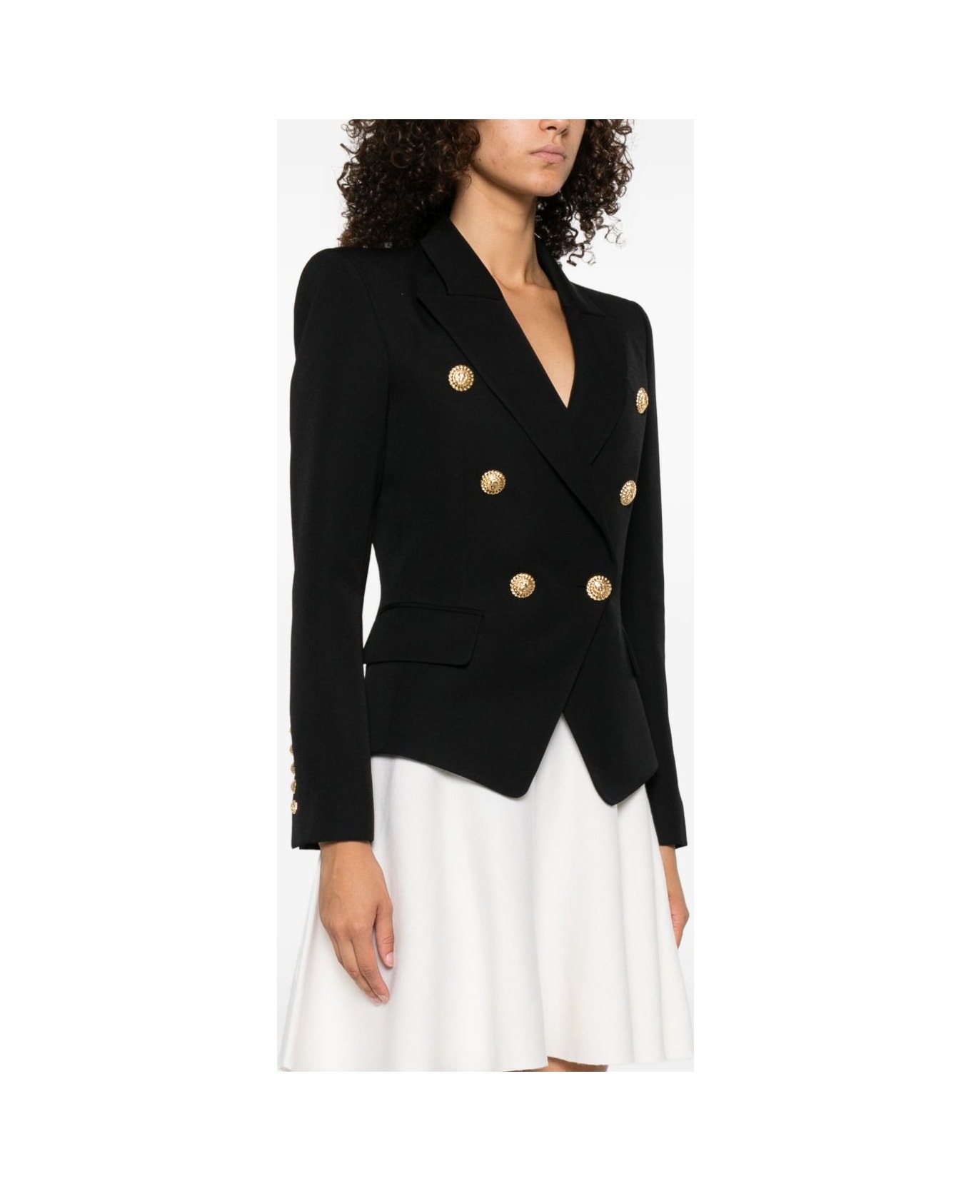 Balmain Wool Double-breasted Jacket - Black